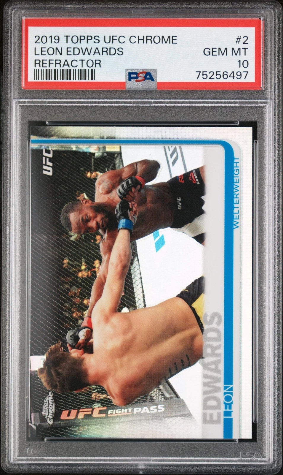 Graded 2019 Topps UFC Chrome Leon Edwards #2 Refractor RC UFC MMA Card PSA 10