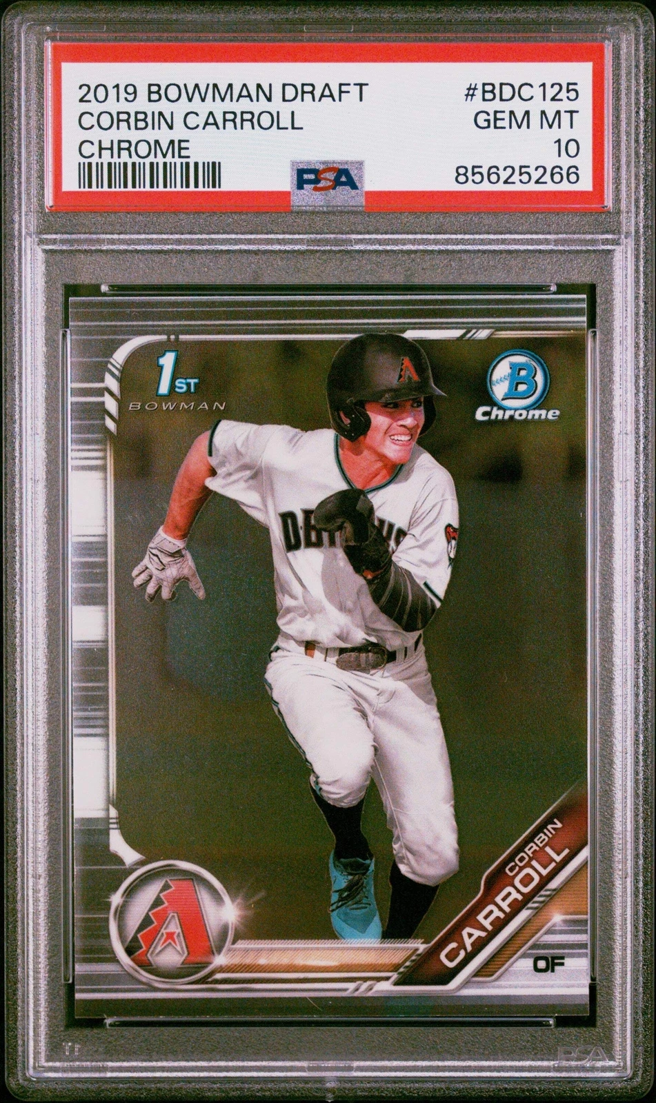 Graded 2019 Bowman Draft Corbin Carroll #BDC125 Chrome RC Baseball Card PSA 10