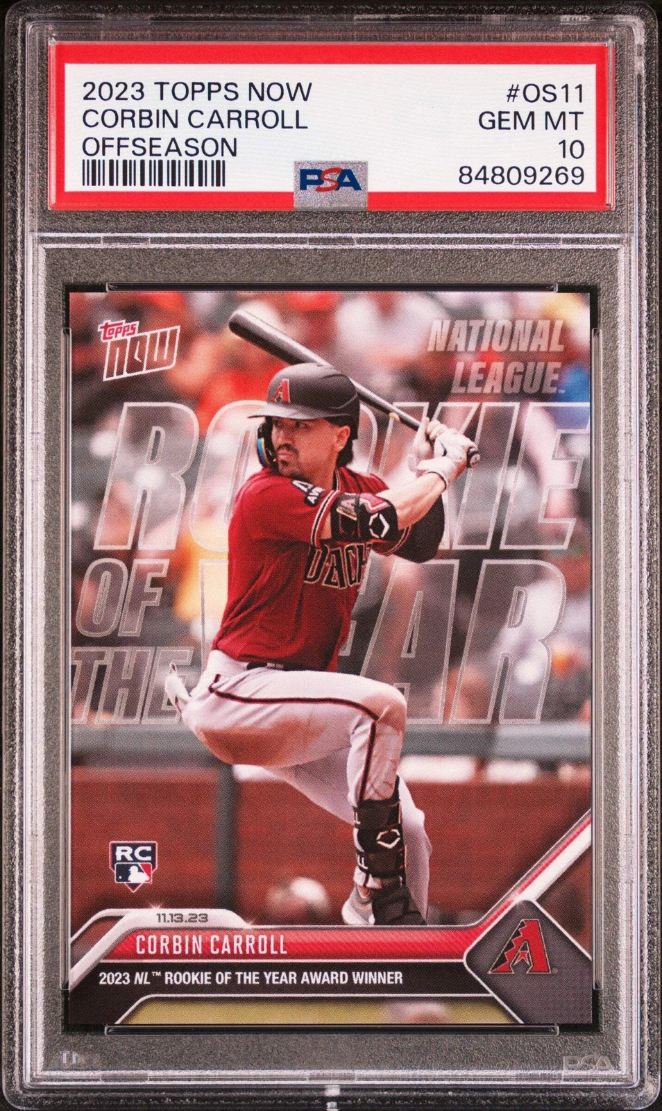 Graded 2023 Topps Now Corbin Carroll #OS11 Offseason Rookie Baseball Card PSA 10