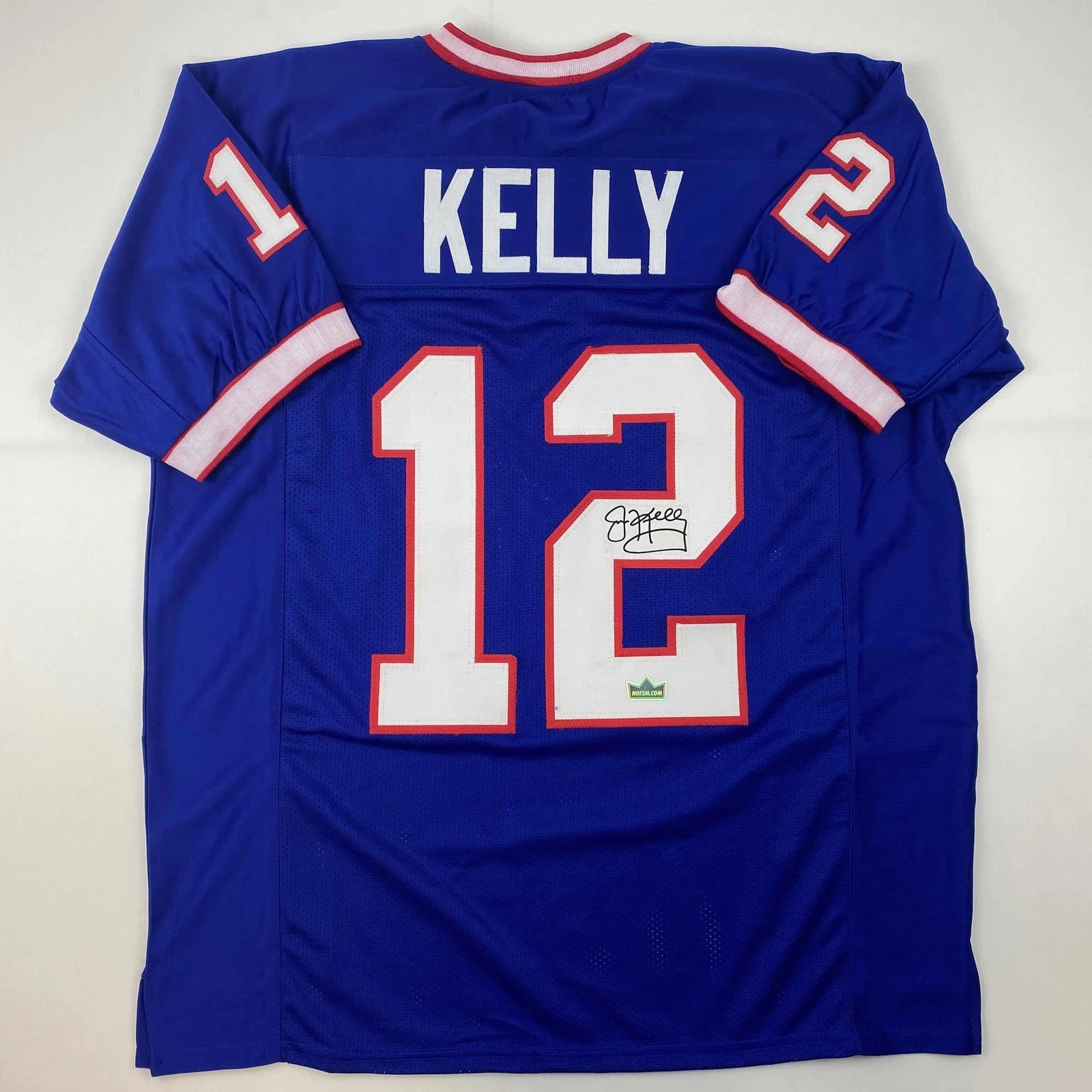 Facsimile Autographed Jim Kelly Buffalo Blue Reprint Laser Jersey Size Men's XL