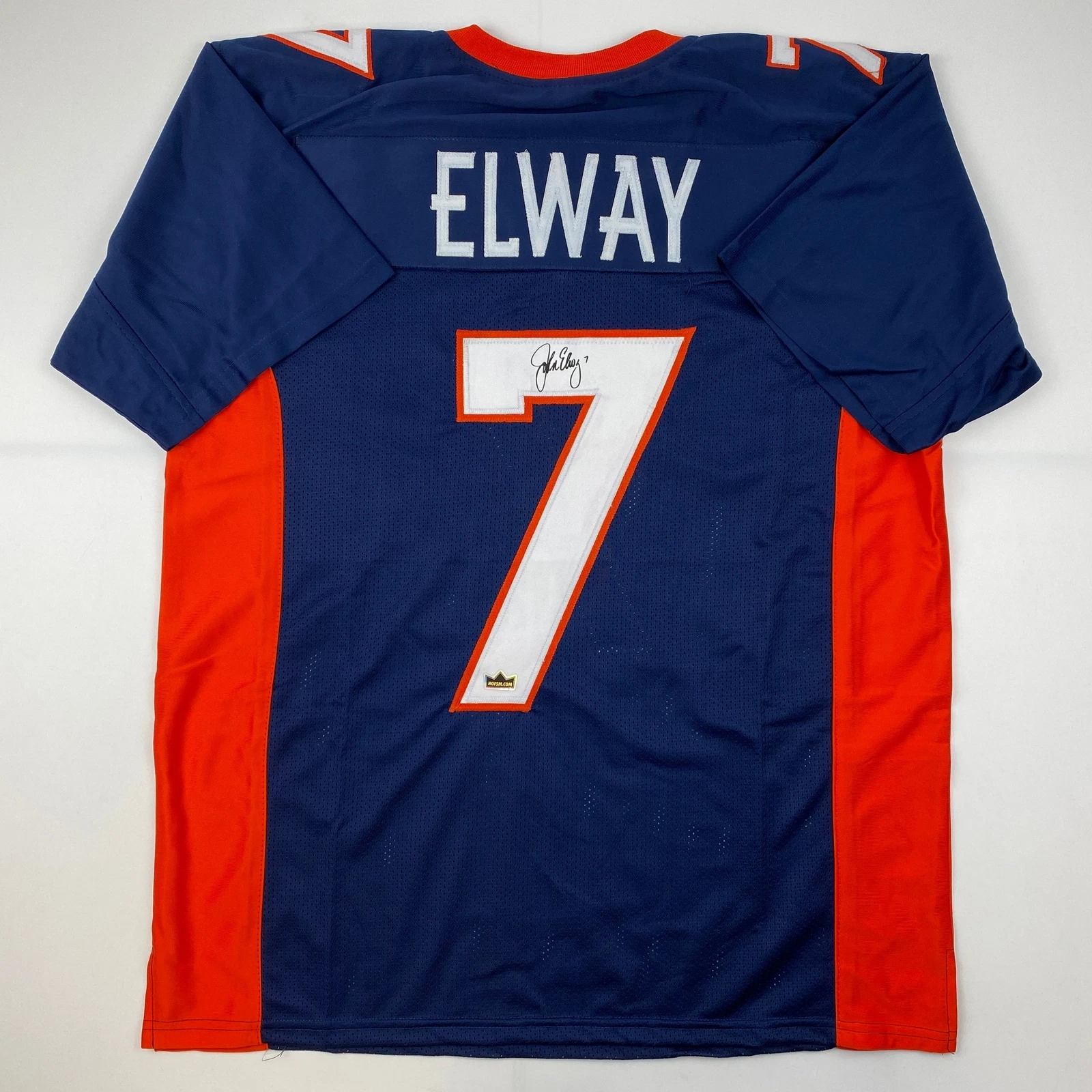 Facsimile Autographed John Elway Denver Blue Reprint Laser Jersey Size Men's XL