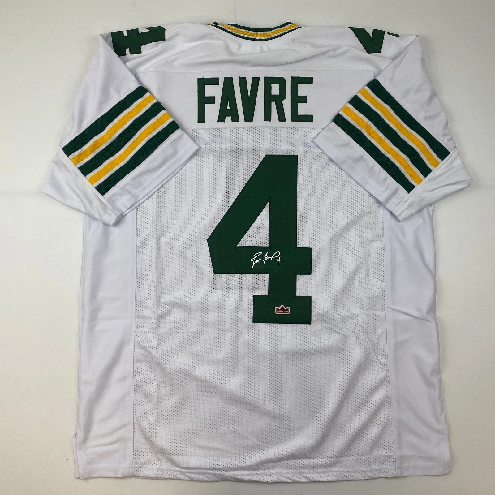 Facsimile Autographed Brett Favre Green Bay White Reprint Jersey Size Men's XL