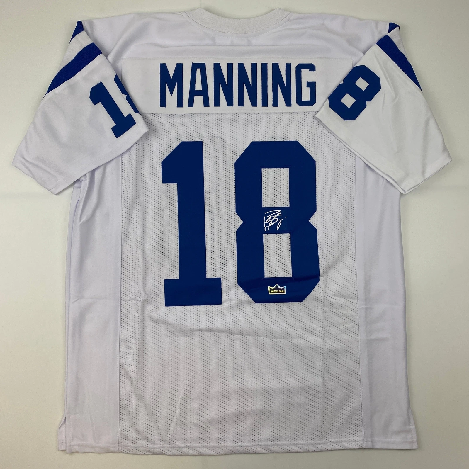 Facsimile Autographed Peyton Manning Indianapolis White Reprint Jersey Men's XL