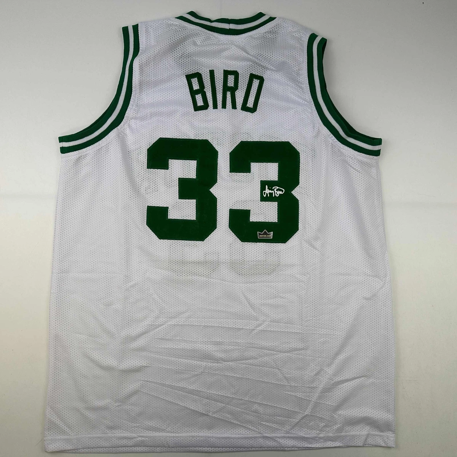 Facsimile Autographed Larry Bird Boston White Reprint Jersey Size Men's XL