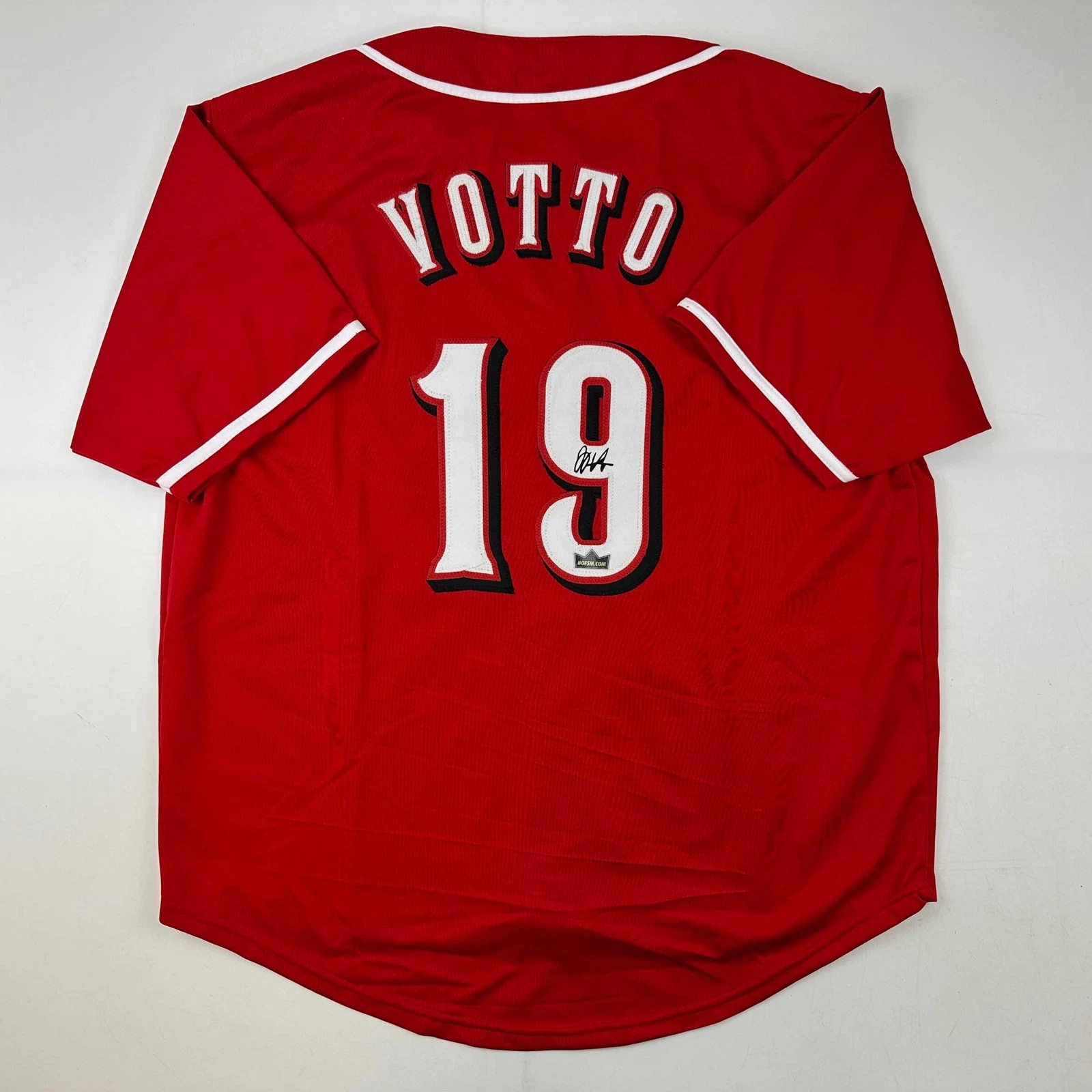 Facsimile Autographed Joey Votto Cincinnati Red Reprint Jersey Size Men's XL