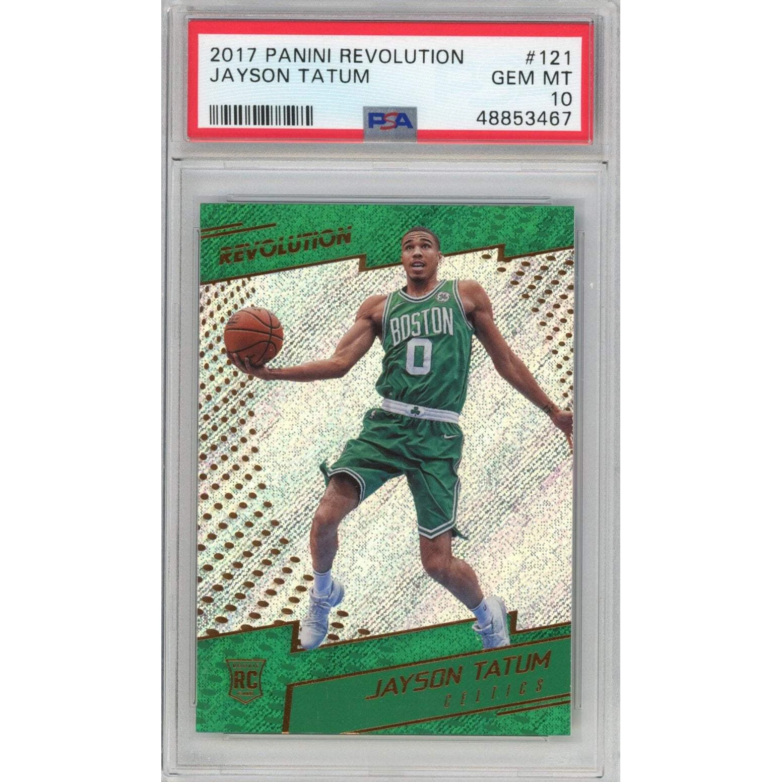 Graded 2017-18 Panini Revolution JAYSON TATUM #121 Rookie RC Basketball Card PSA