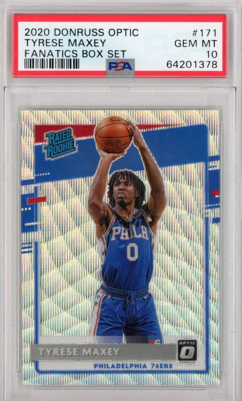 Graded 2020-21 Panini Donruss Optic Tyrese Maxey 171 Fanatics Rookie Card PSA 10