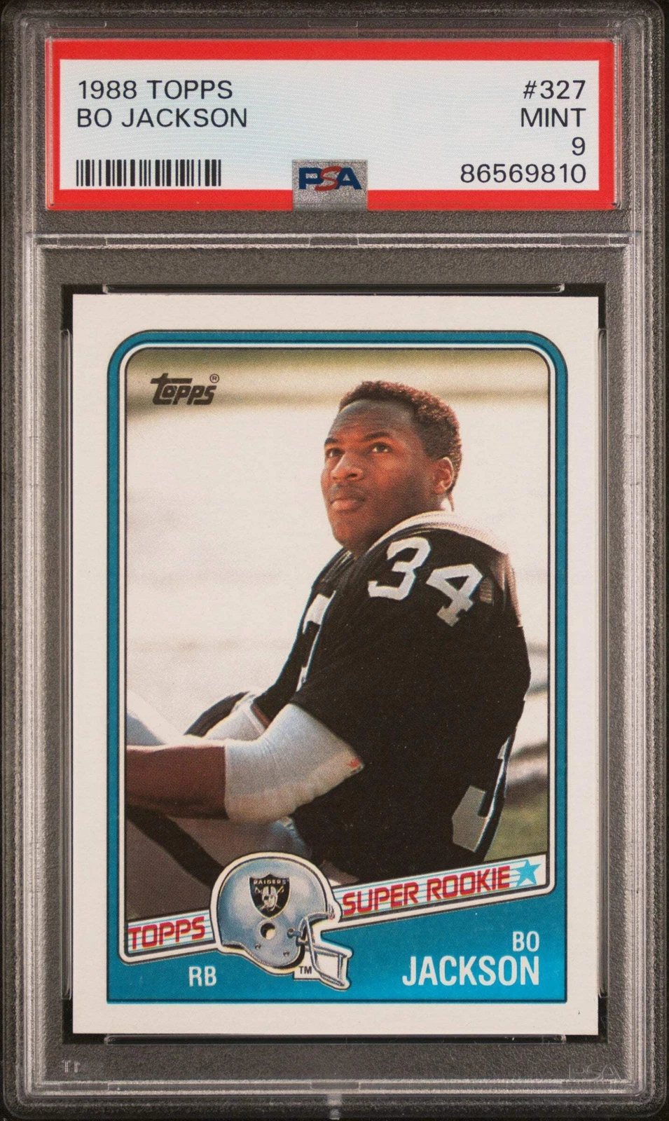 Graded 1988 Topps Super Rookie Bo Jackson #327 Rookie RC Baseball Card PSA 9