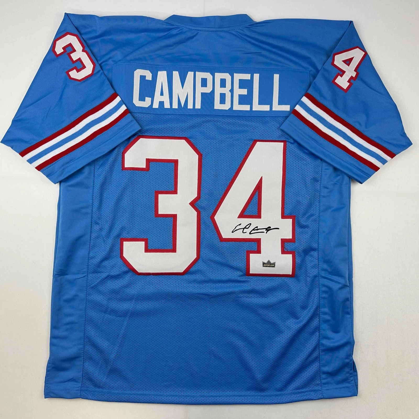 Facsimile Autographed Earl Campbell Houston Blue Reprint Jersey Size Men's XL