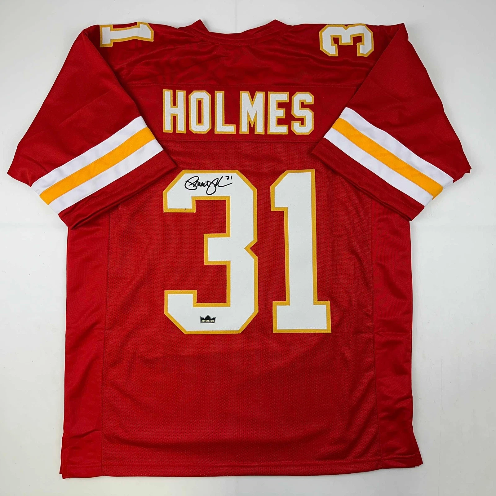 Facsimile Autographed Priest Holmes Kansas City Red Reprint Jersey Size Men's XL