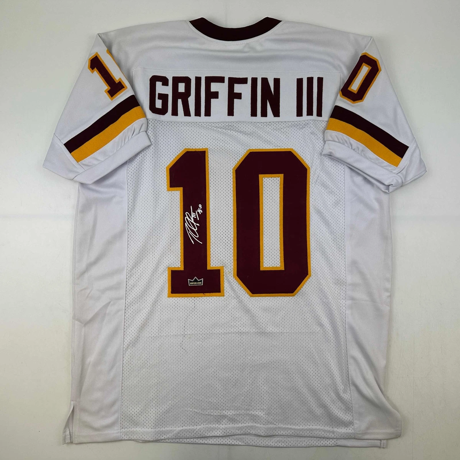 Facsimile Autographed Robert Griffin III Washington White Reprint Jersey Mens XL