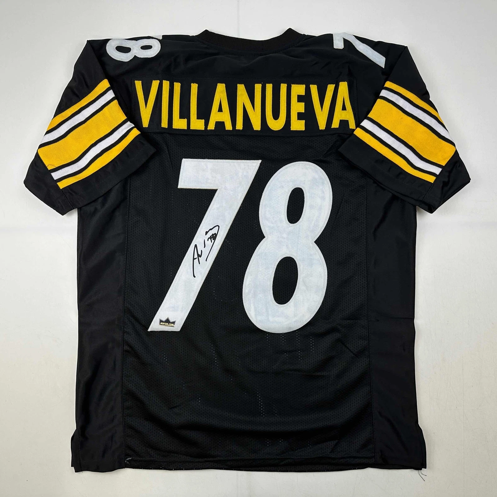 Facsimile Autographed Alejandro Villanueva Pittsburgh Black Reprint Jersey XL
