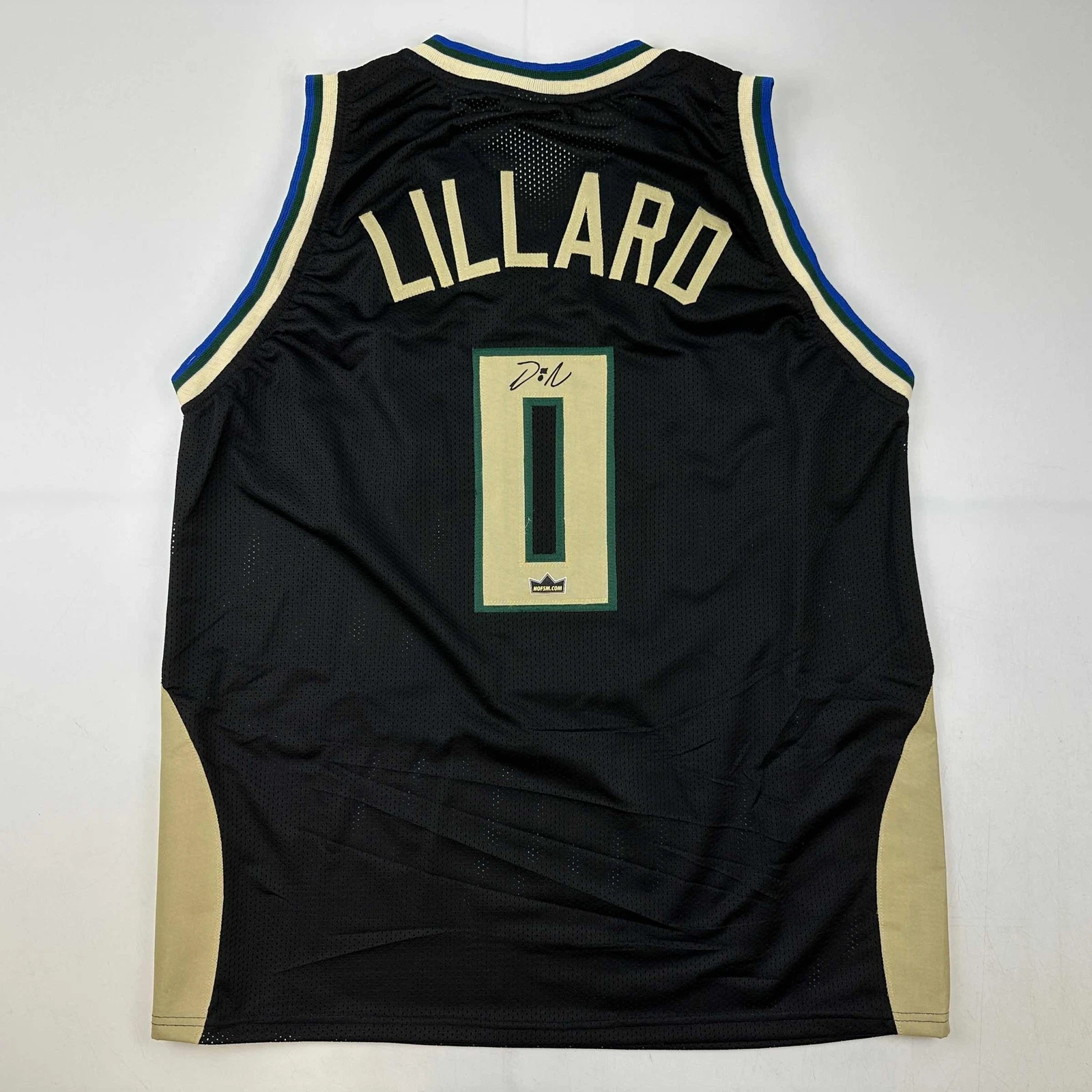 Facsimile Autographed Damian Lillard Milwaukee Black Reprint Jersey Size Mens XL