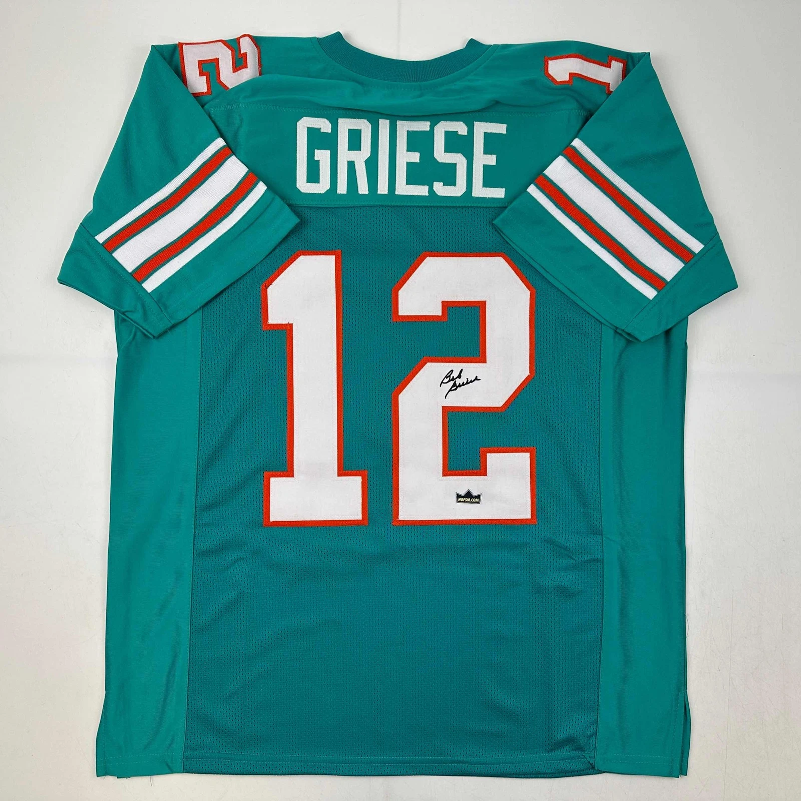 Facsimile Autographed Bob Griese Miami Teal Reprint Jersey Size Men's XL