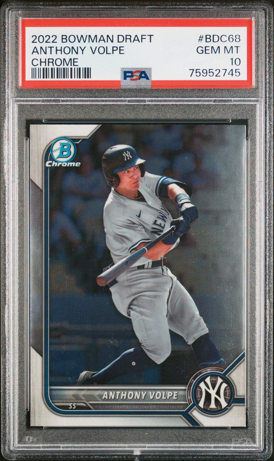Graded 2023 Bowman Draft Anthony Volpe #BDC68 Chrome Rookie Baseball Card PSA 10