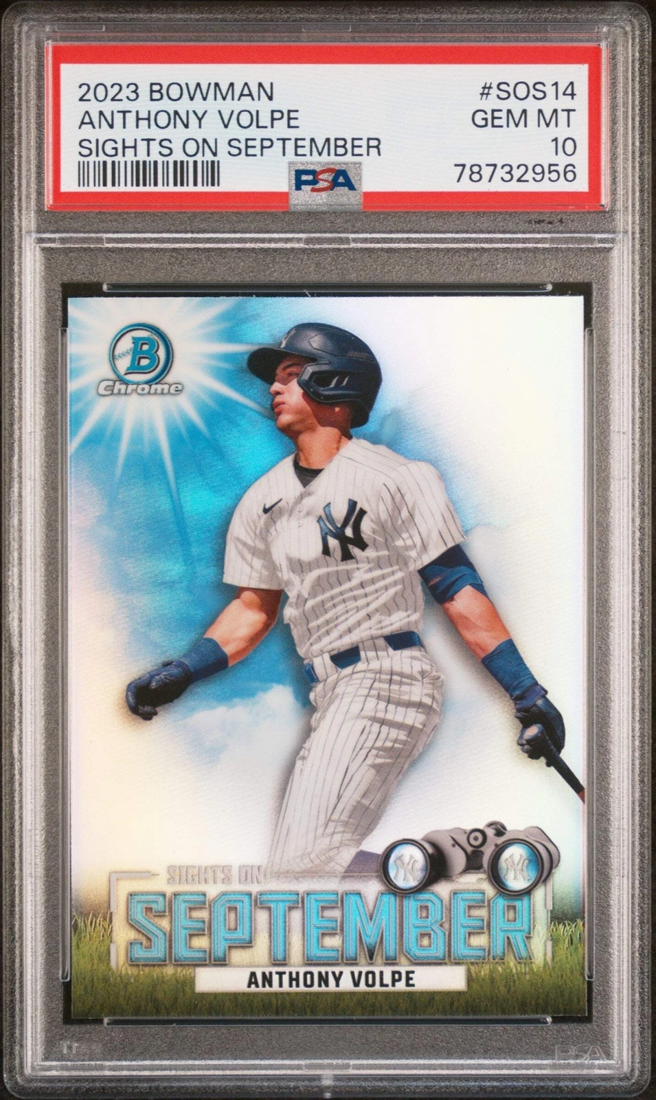 Graded 2023 Bowman Anthony Volpe #SOS14 Sights on September Baseball Card PSA 10
