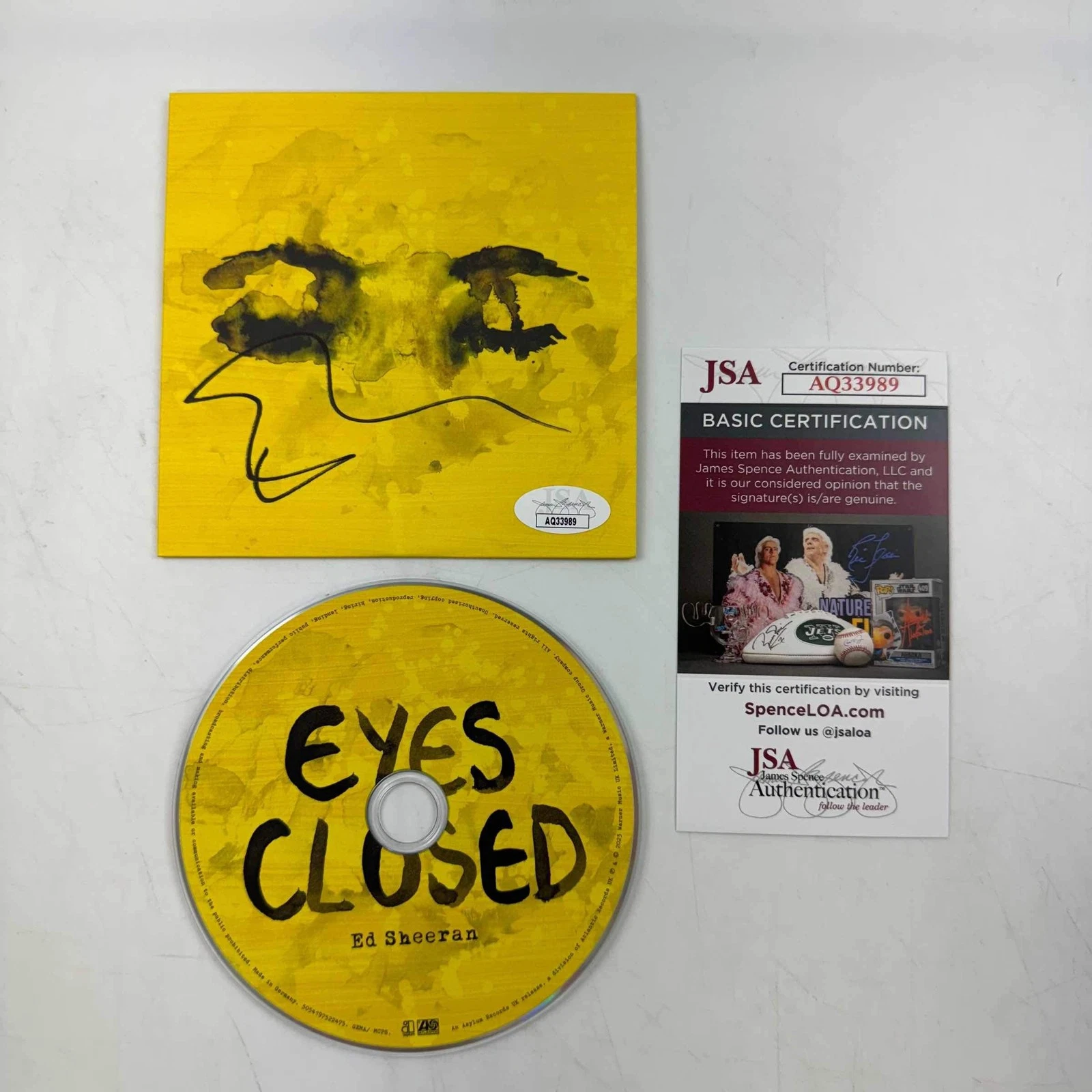 Autographed/Signed Ed Sheeran Eyes Closed Album CD Cover Disk JSA COA