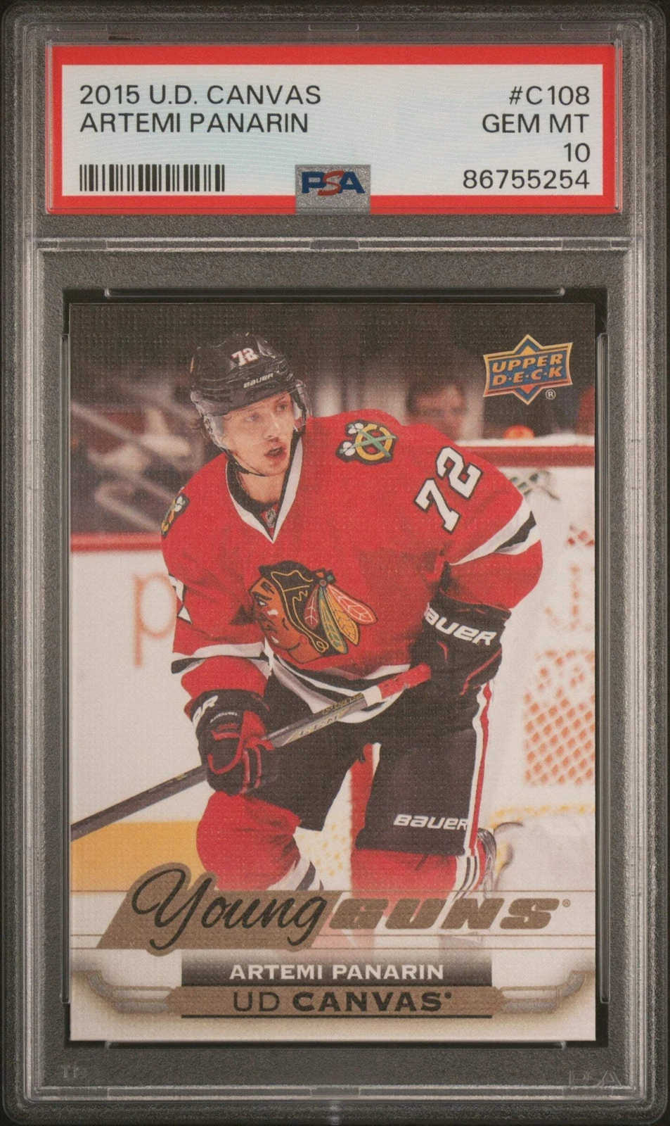 Graded 2015 Upper Deck Canvas Artemi Panarin #C108 Rookie RC Hockey Card PSA 10