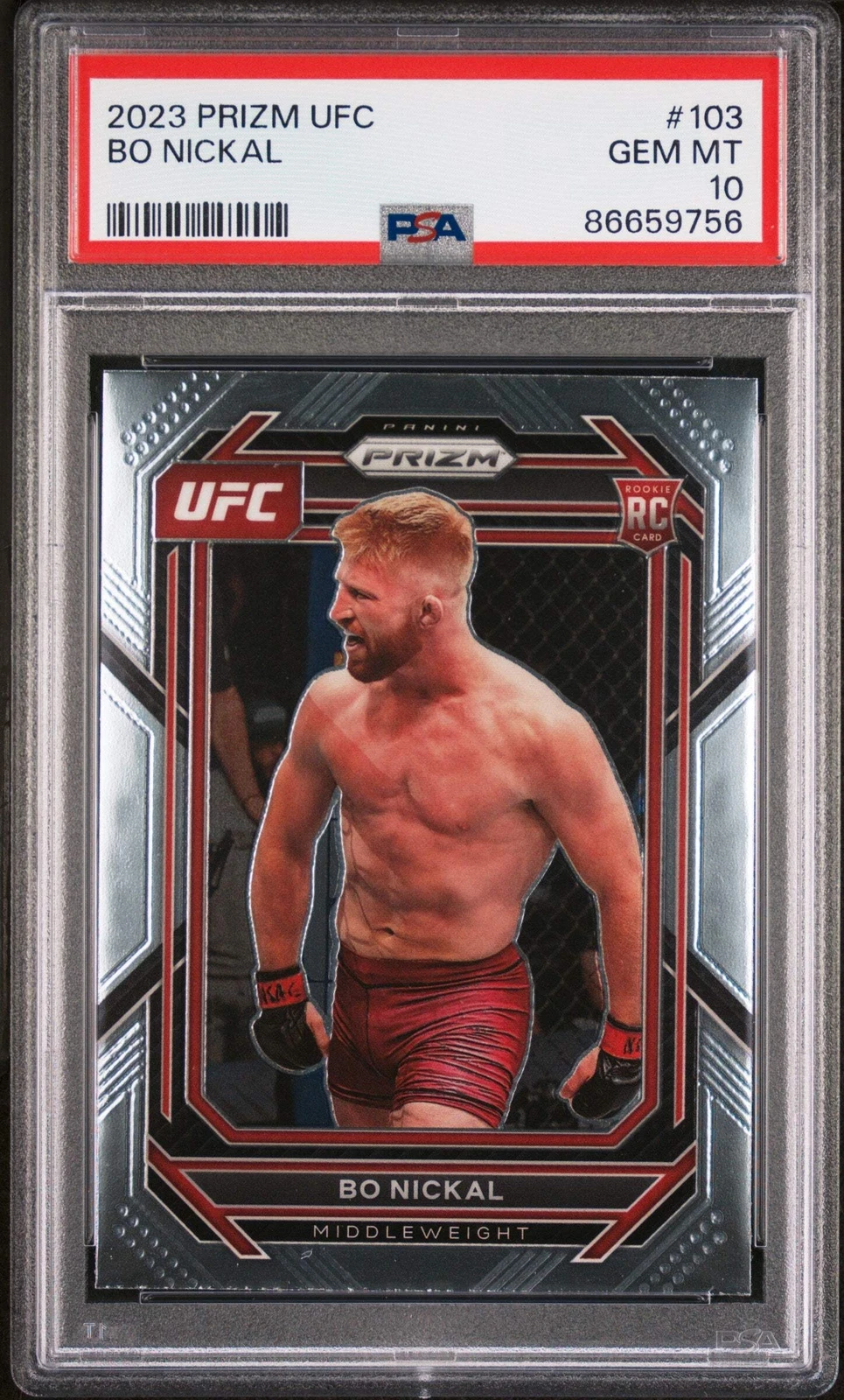 Graded 2023 Panini Prizm UFC Bo Nickal #103 Rookie RC UFC MMA Card PSA 10 Gem