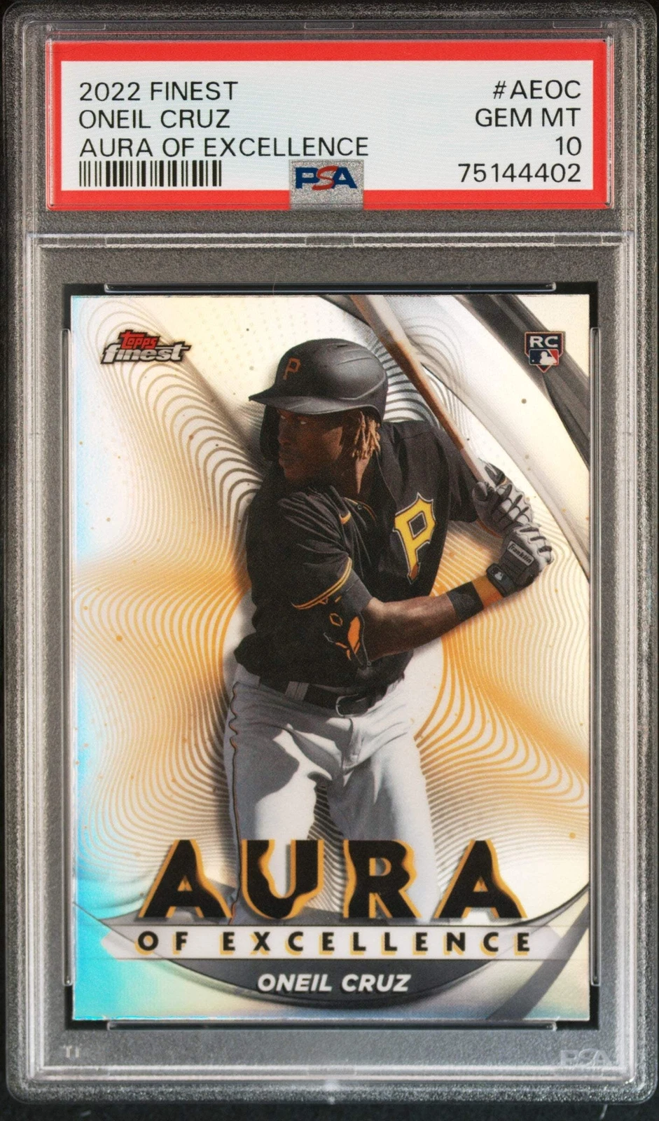 Graded 2022 Topps Finest Oneil Cruz #AEOC Aura Excellence Baseball Card PSA 10