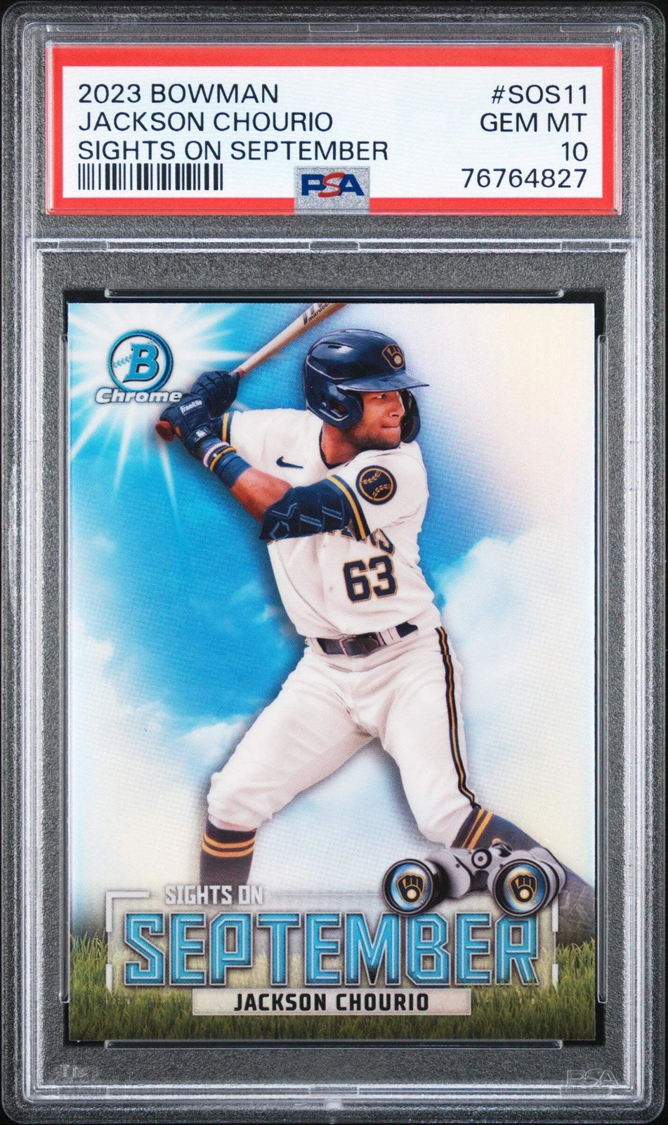 Graded 2023 Bowman Jackson Chourio #SOS11 Sights on Sept RC Baseball Card PSA 10