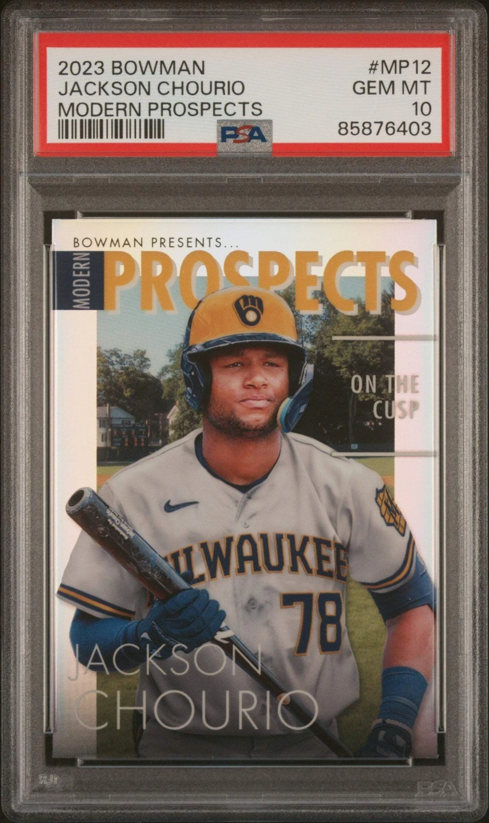 Graded 2023 Bowman Jackson Chourio #MP12 Modern Prospects Baseball Card PSA 10