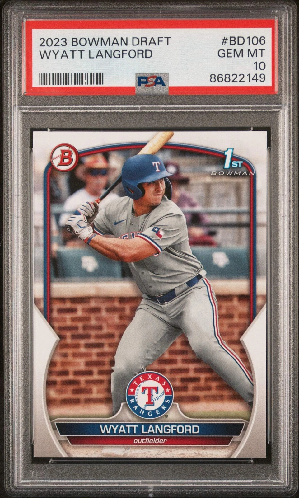 Graded 2023 Topps Bowman Draft Wyatt Langford #BD106 Rookie Baseball Card PSA 10