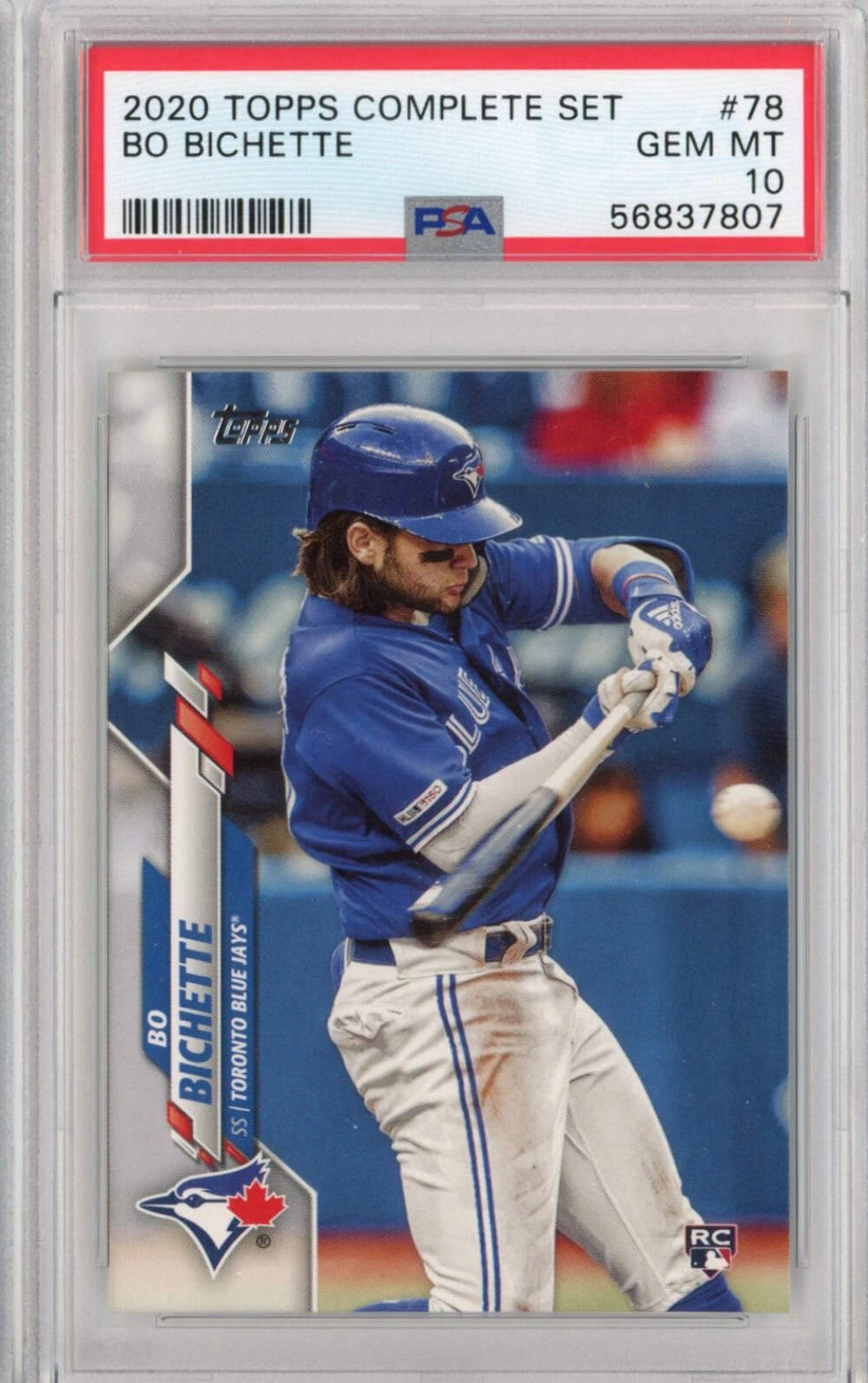 Graded 2020 Topps Complete Set Bo Bichette #78 Rookie RC Baseball Card PSA 10 Ge