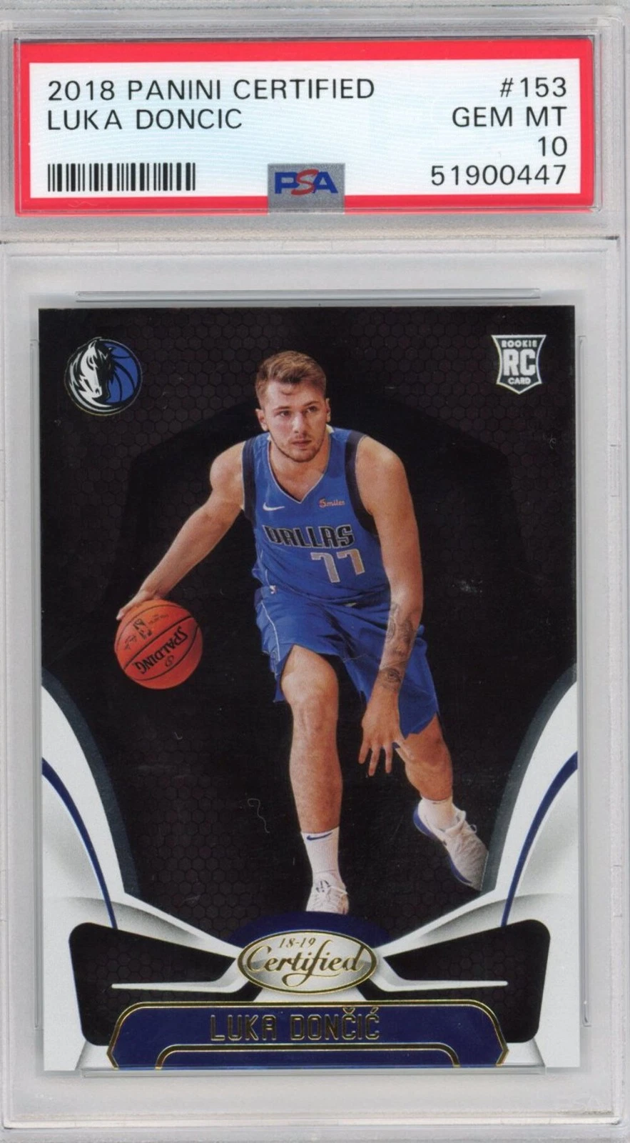Graded 2018-19 Panini Certified Luka Doncic #153 Rookie RC Basketball Card PSA 1