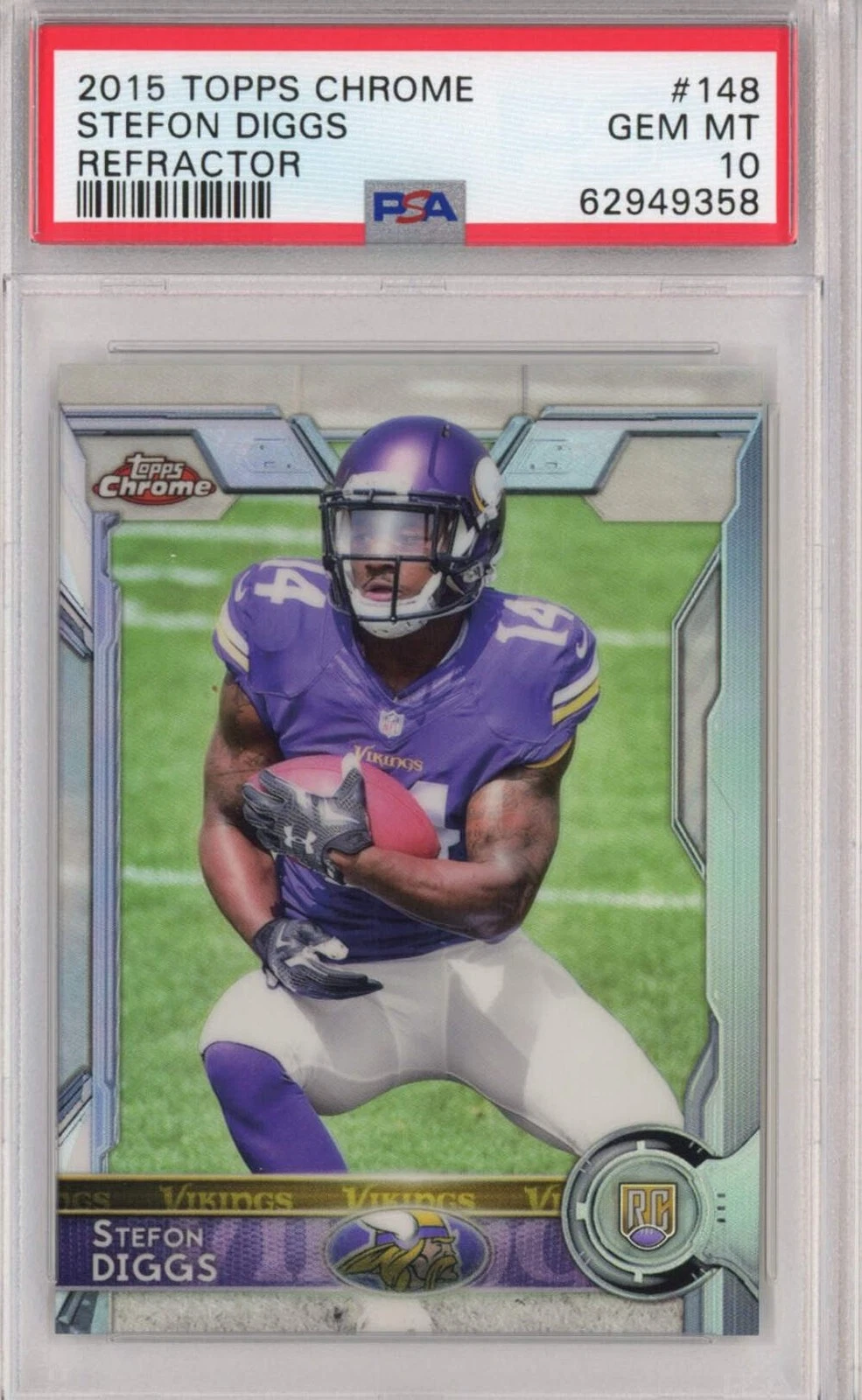 Graded 2015 Topps Chrome Stefon Diggs #148 Refractor Rookie RC Football Card PSA