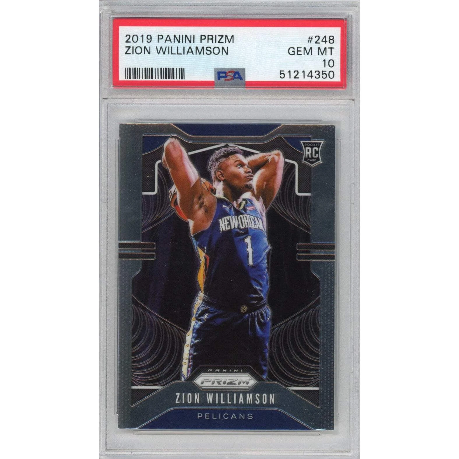 Graded 2019-20 Panini Prizm Zion Williamson #248 Rookie RC Basketball Card PSA 1