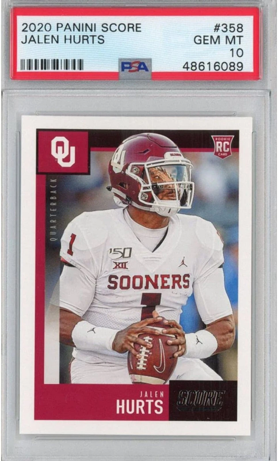 Graded 2020 Panini Score Jalen Hurts #358 Rookie RC Football Card PSA 10 Gem Min