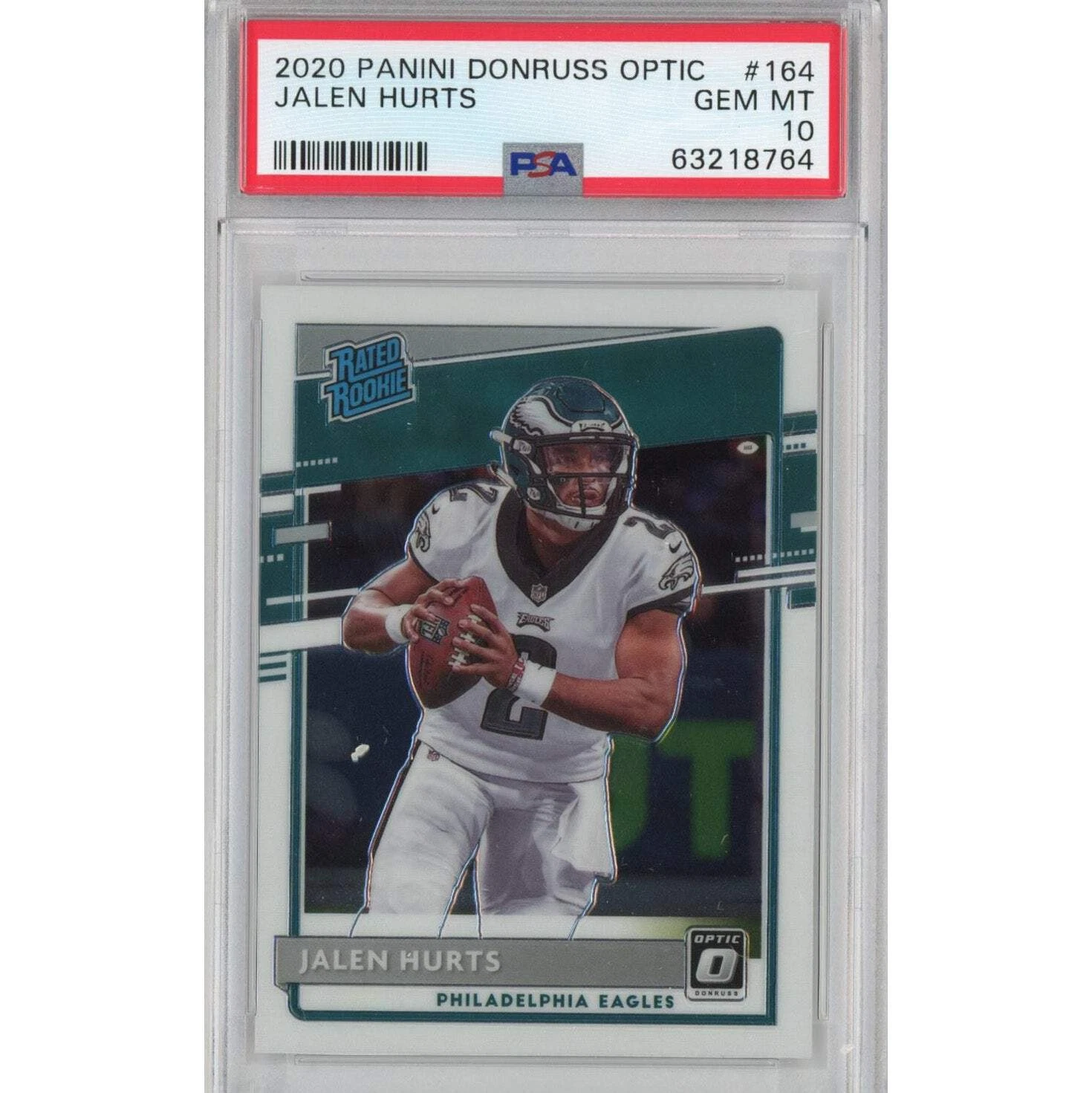 Graded 2020 Panini Donruss Optic Jalen Hurts #164 Rookie RC Football Card PSA 10