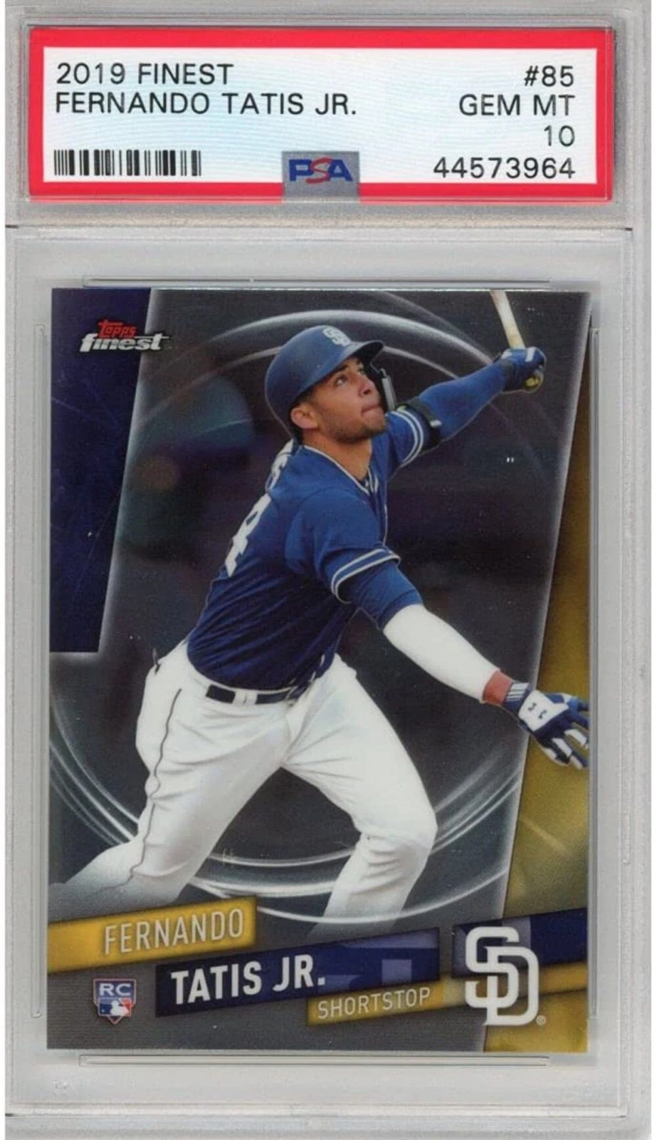 Graded 2019 Topps Finest Fernando Tatis Jr. #85 Rookie RC Baseball Card PSA 10 G