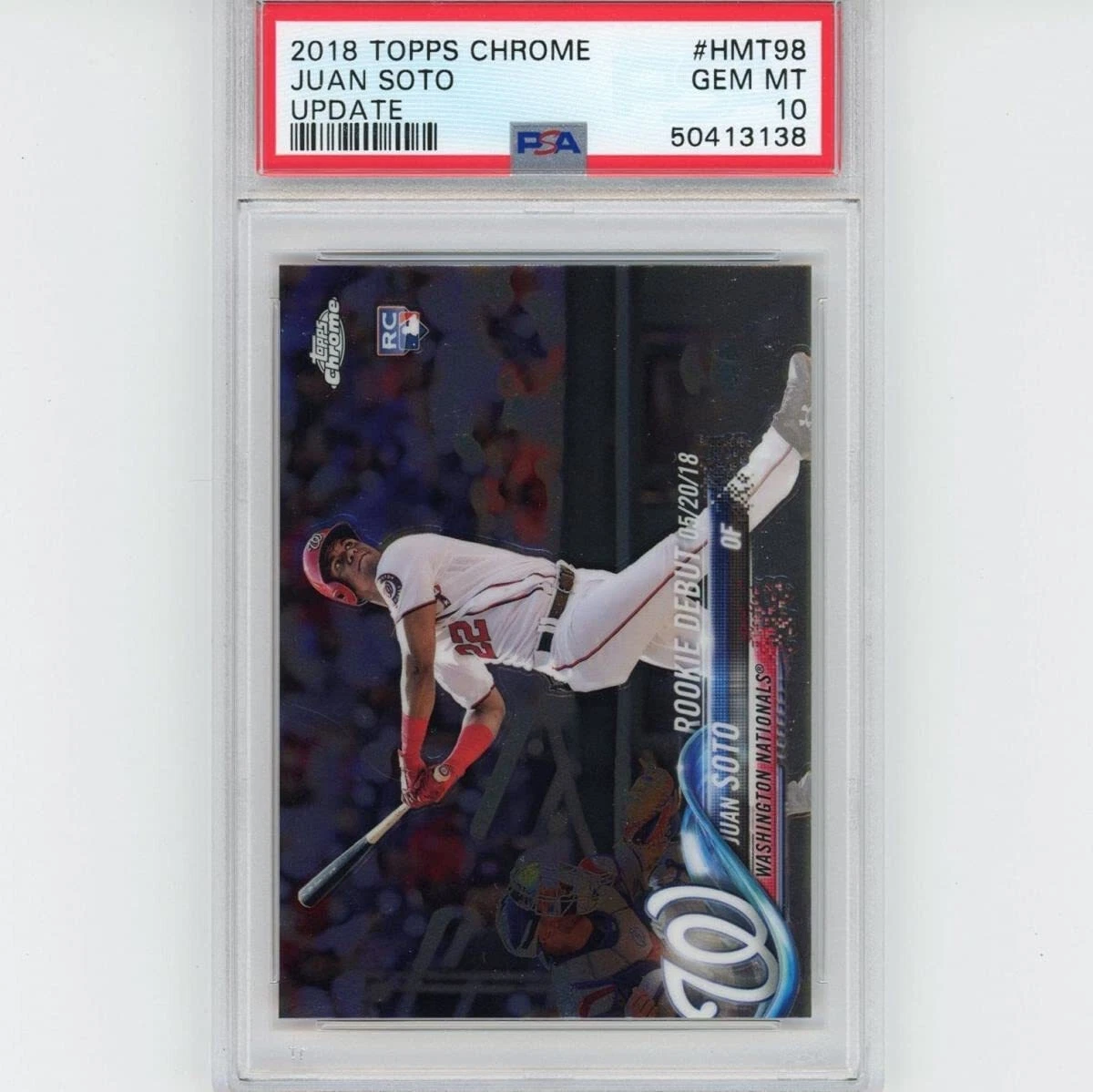 Graded 2018 Topps Chrome Update Juan Soto #HMT98 Rookie RC Baseball Card PSA 10