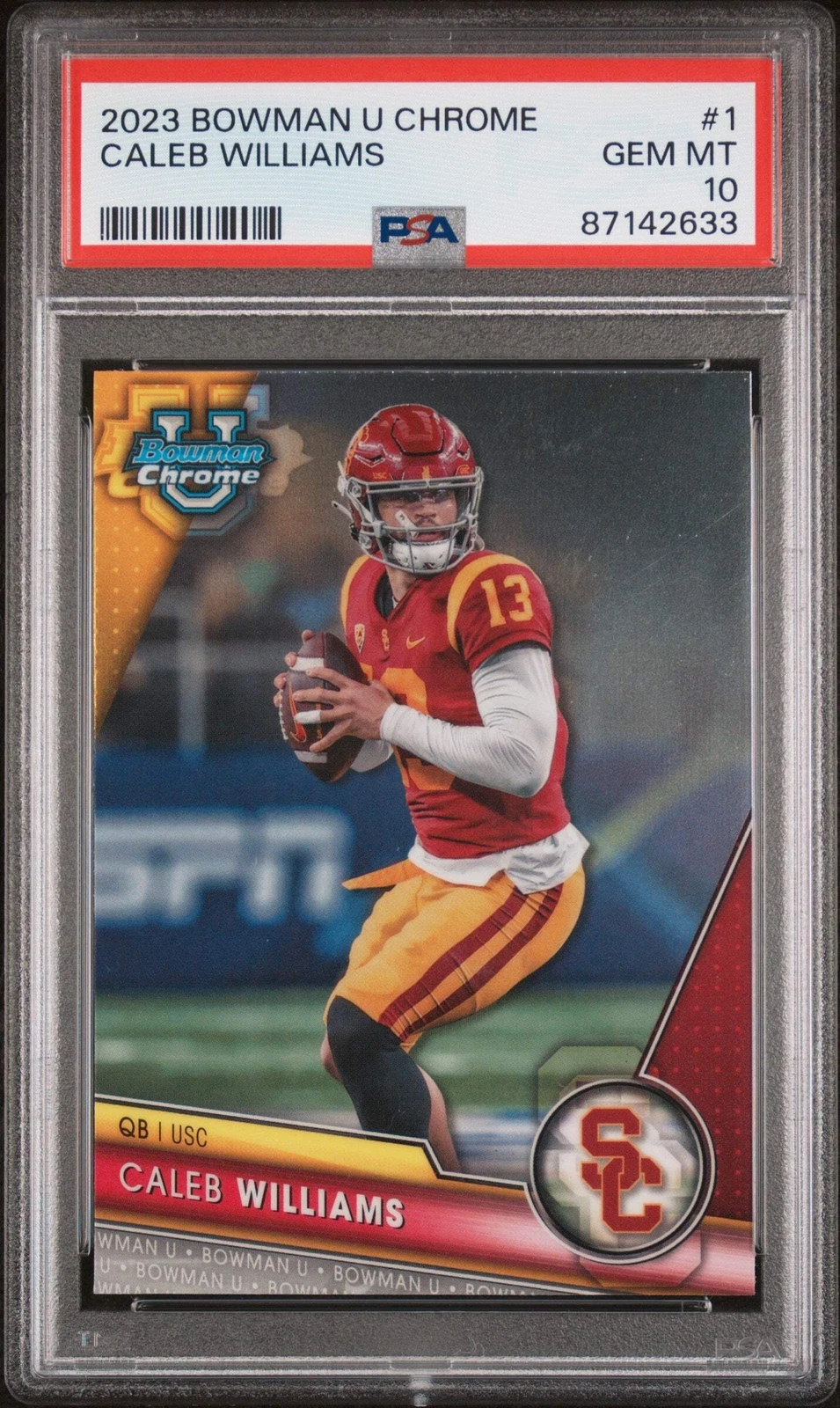 Graded 2023 Topps Bowman U Chrome Caleb Williams #1 Rookie Football Card PSA 10