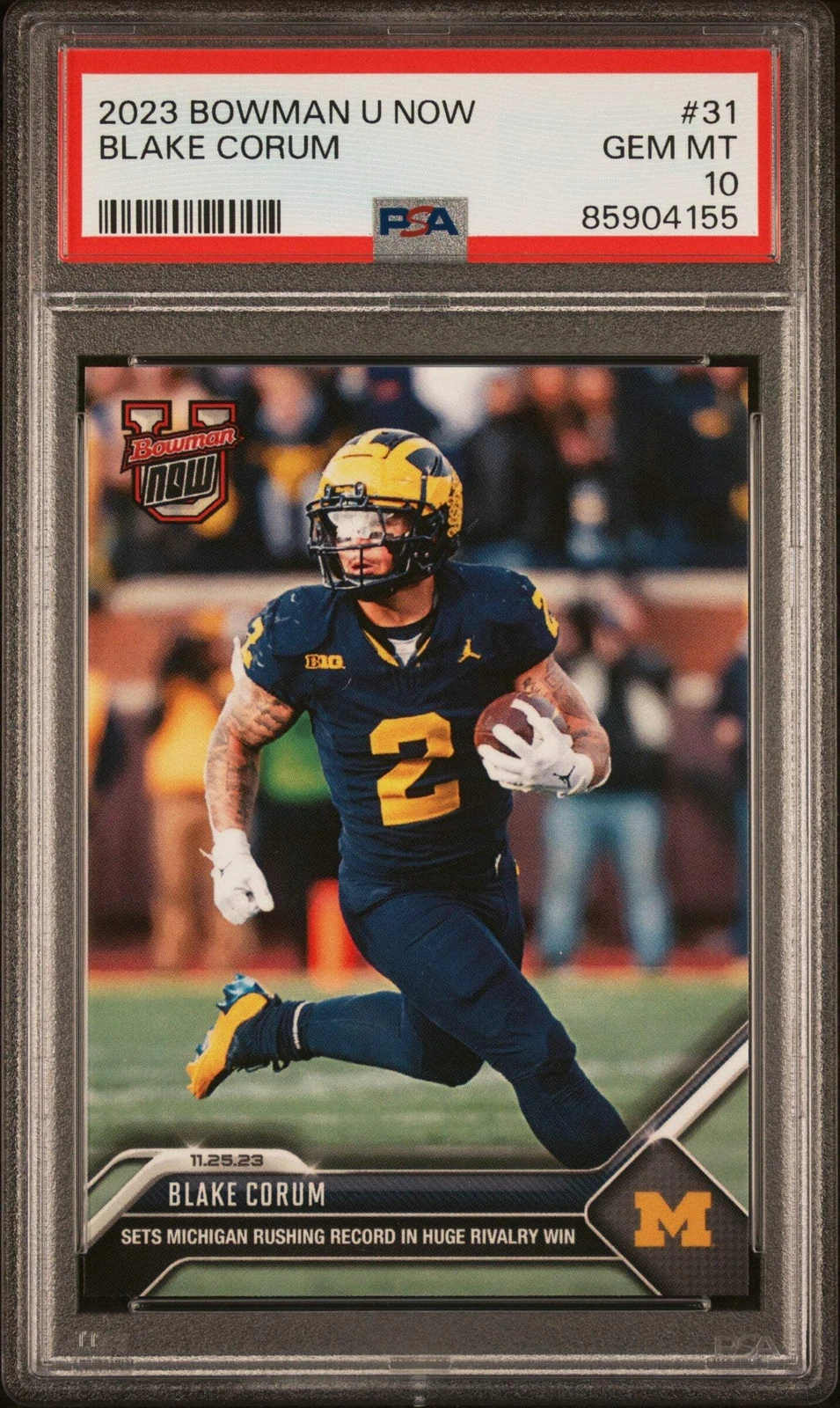 Graded 2023 Topps Bowman U Now Blake Corum #31 Rookie RC Football Card PSA 10
