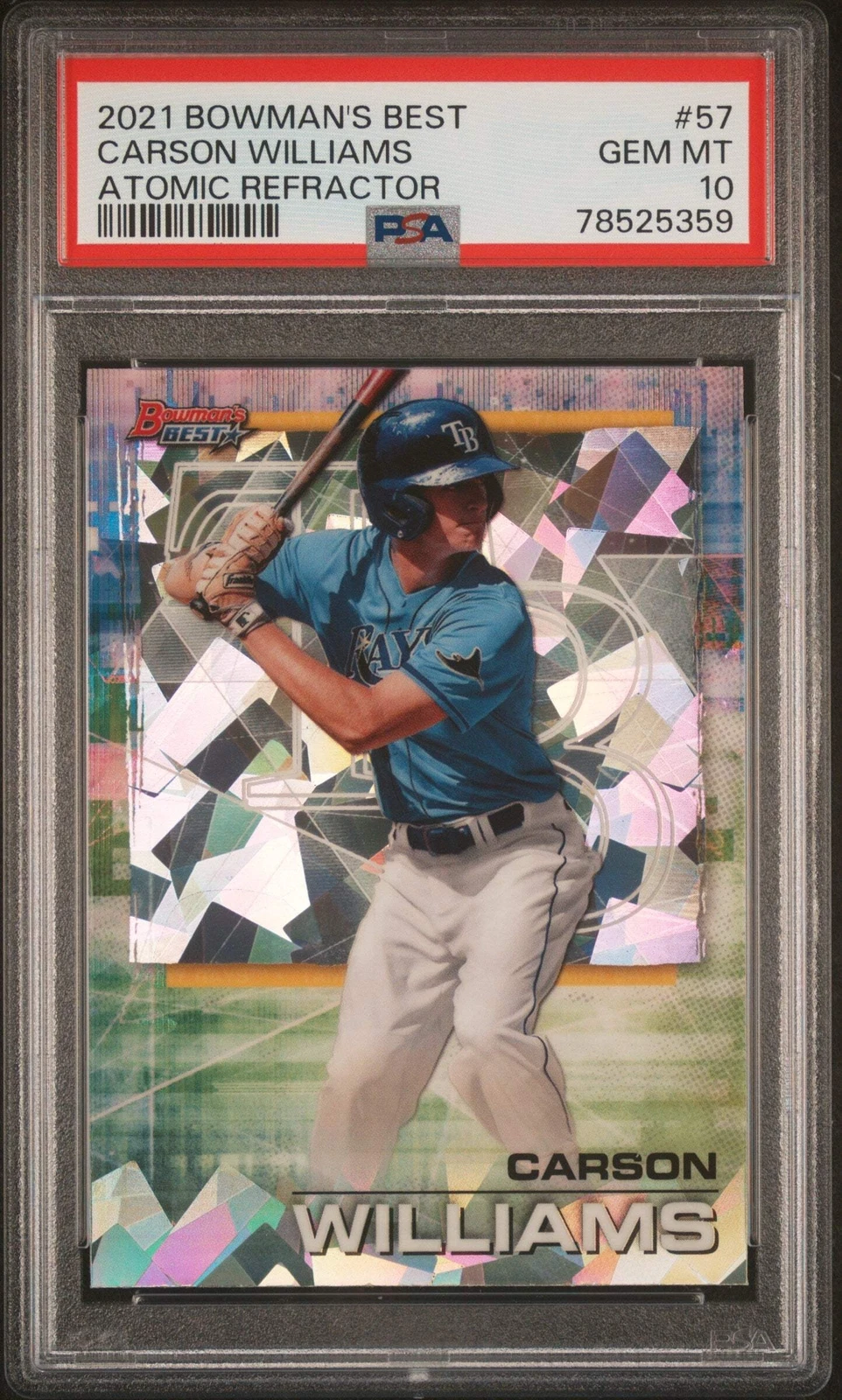 Graded 2021 Bowmans Best Carson Williams #Atomic REF RC Baseball Card PSA 10 Gem