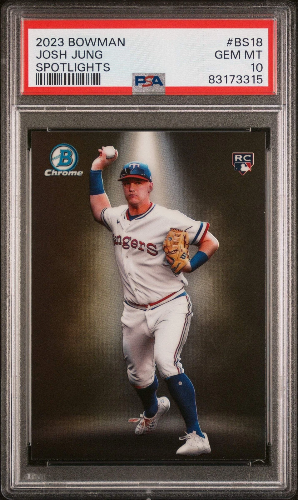 Graded 2023 Topps Bowman Josh Jung #BS18 Spotlights Rookie Baseball Card PSA 10