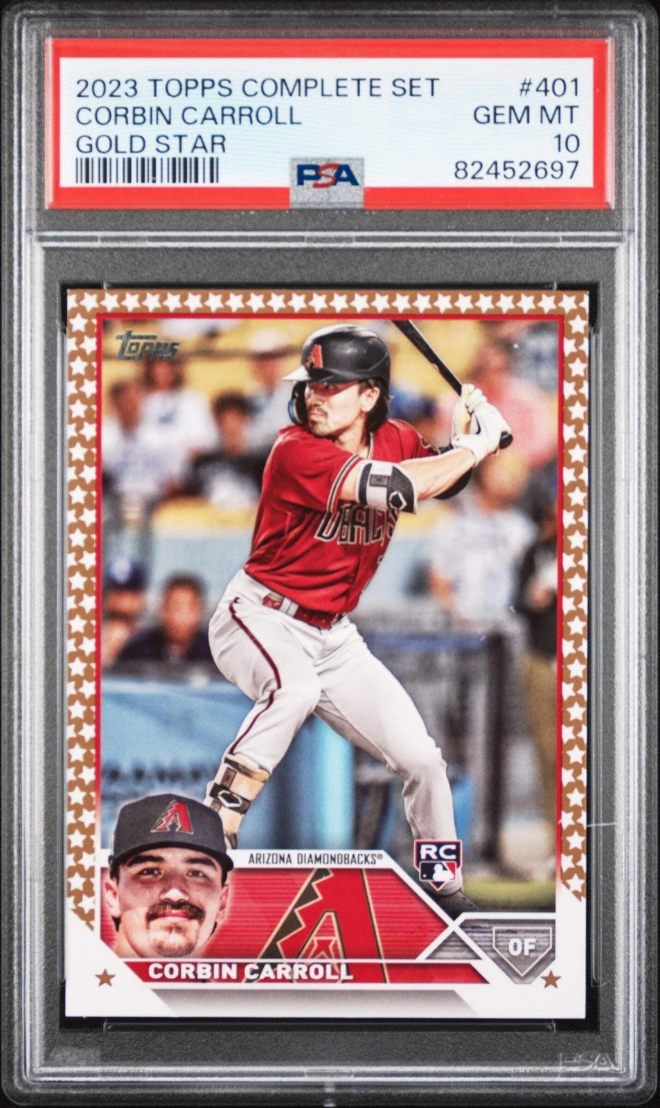 Graded 2023 Topps Corbin Carroll #401 Gold Star Rookie RC Baseball Card PSA 10