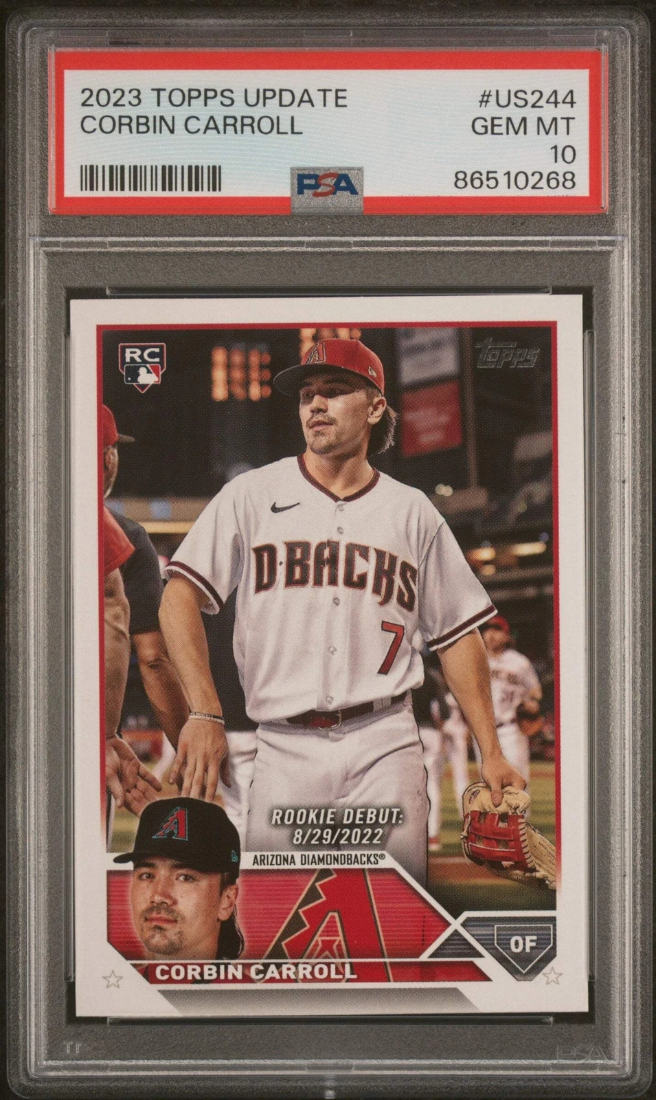 Graded 2023 Topps Update Corbin Carroll #US244 Rookie RC Baseball Card PSA 10