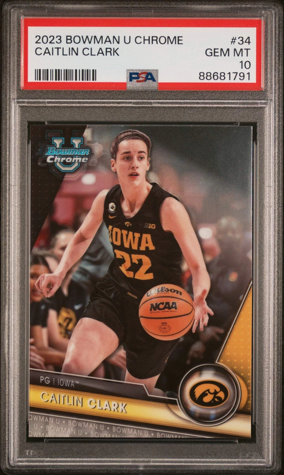 Graded 2023 Topps Bowman U Chrome Caitlin Clark #34 RC Basketball Card PSA 10
