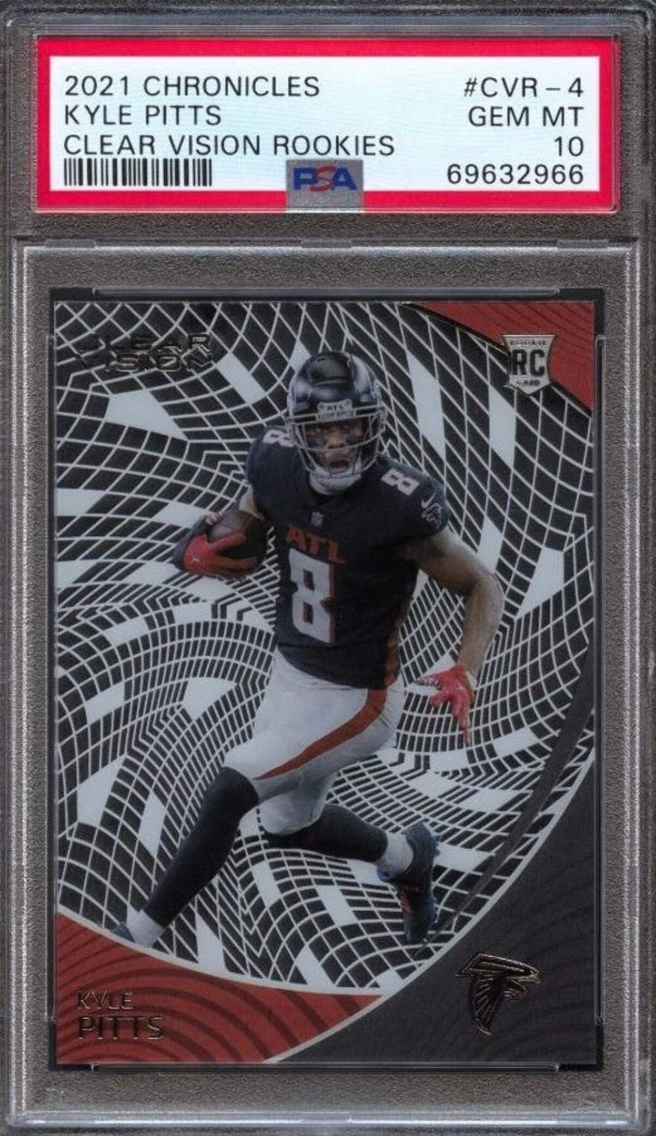 Graded 2021 Chronicles Kyle Pitts #CVR4 Clear Vision Rookie Football Card PSA 10