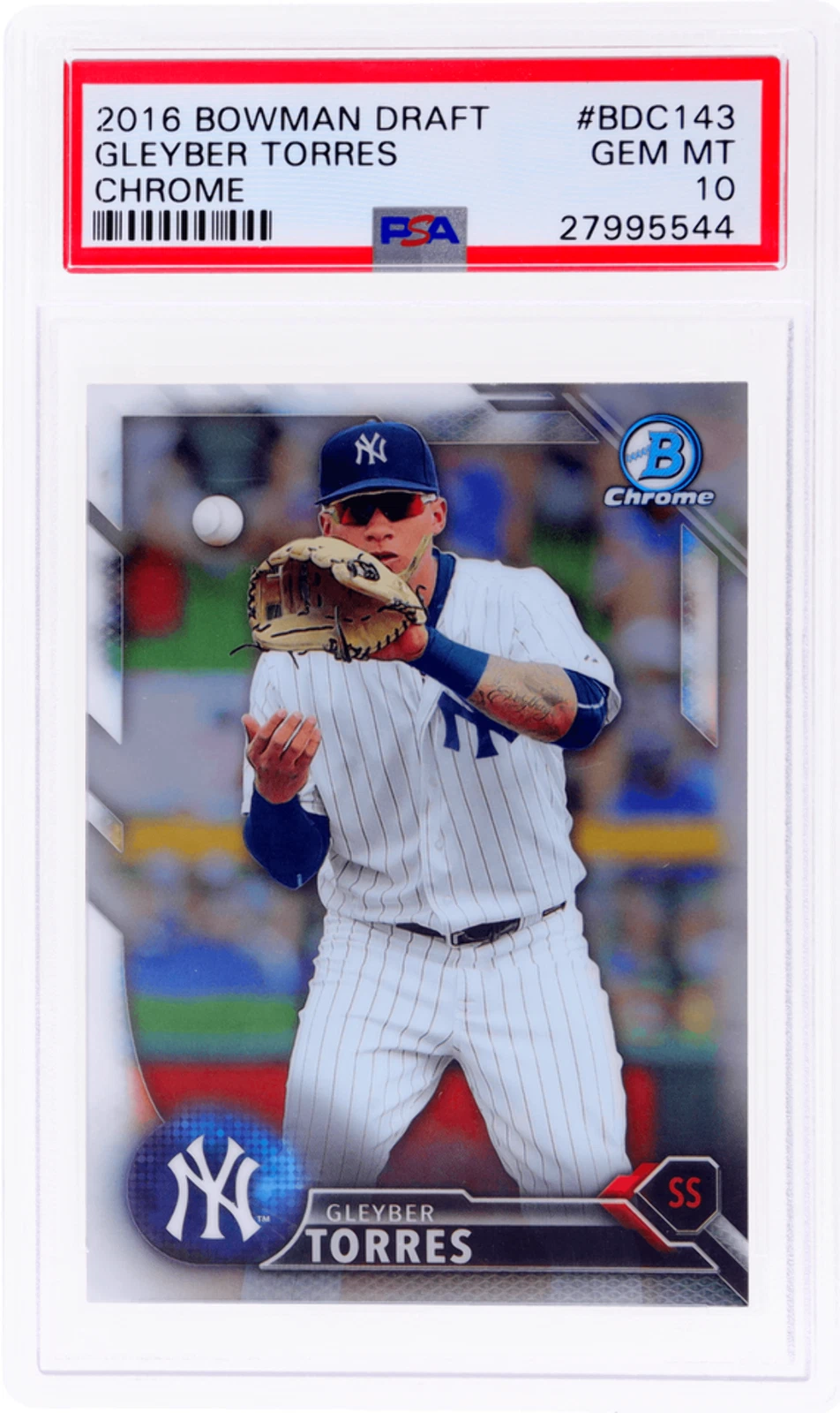 Graded 2016 Bowman Draft Gleyber Torres #BDC143 Chrome RC Baseball Card PSA 10