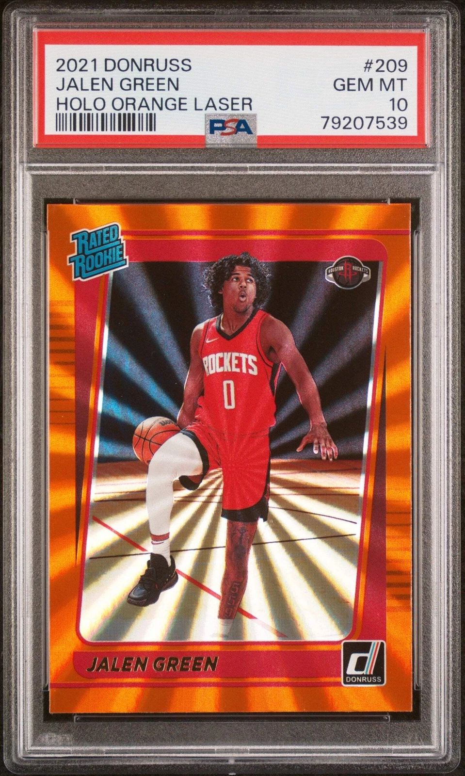 Graded 2021 Donruss Jalen Green #209 Holo Orange Laser RC Basketball Card PSA 10