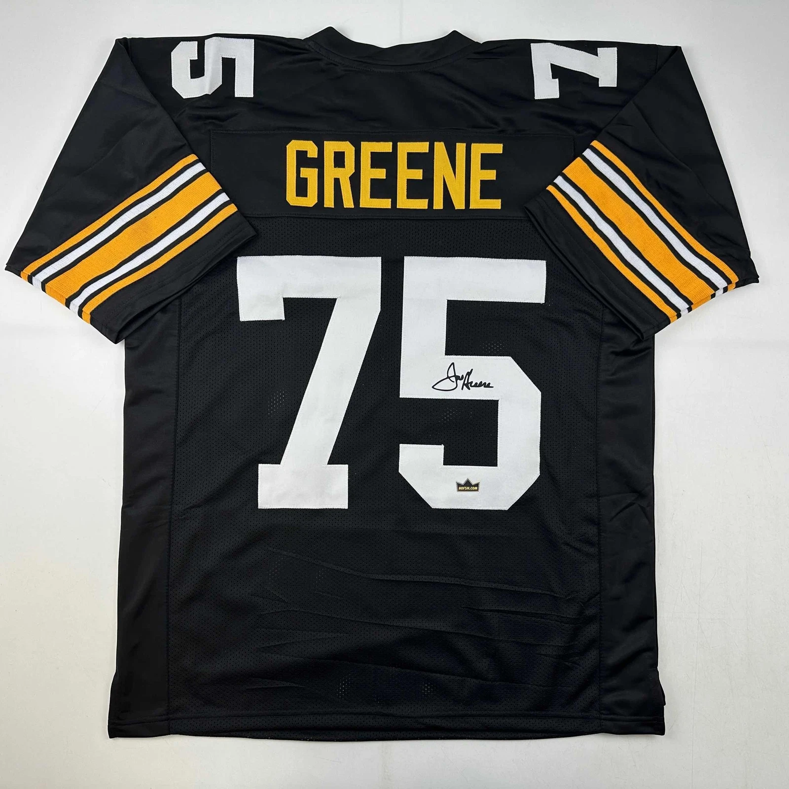 Facsimile Autographed Mean Joe Greene Pittsburgh Black Reprint Jersey Men's XL