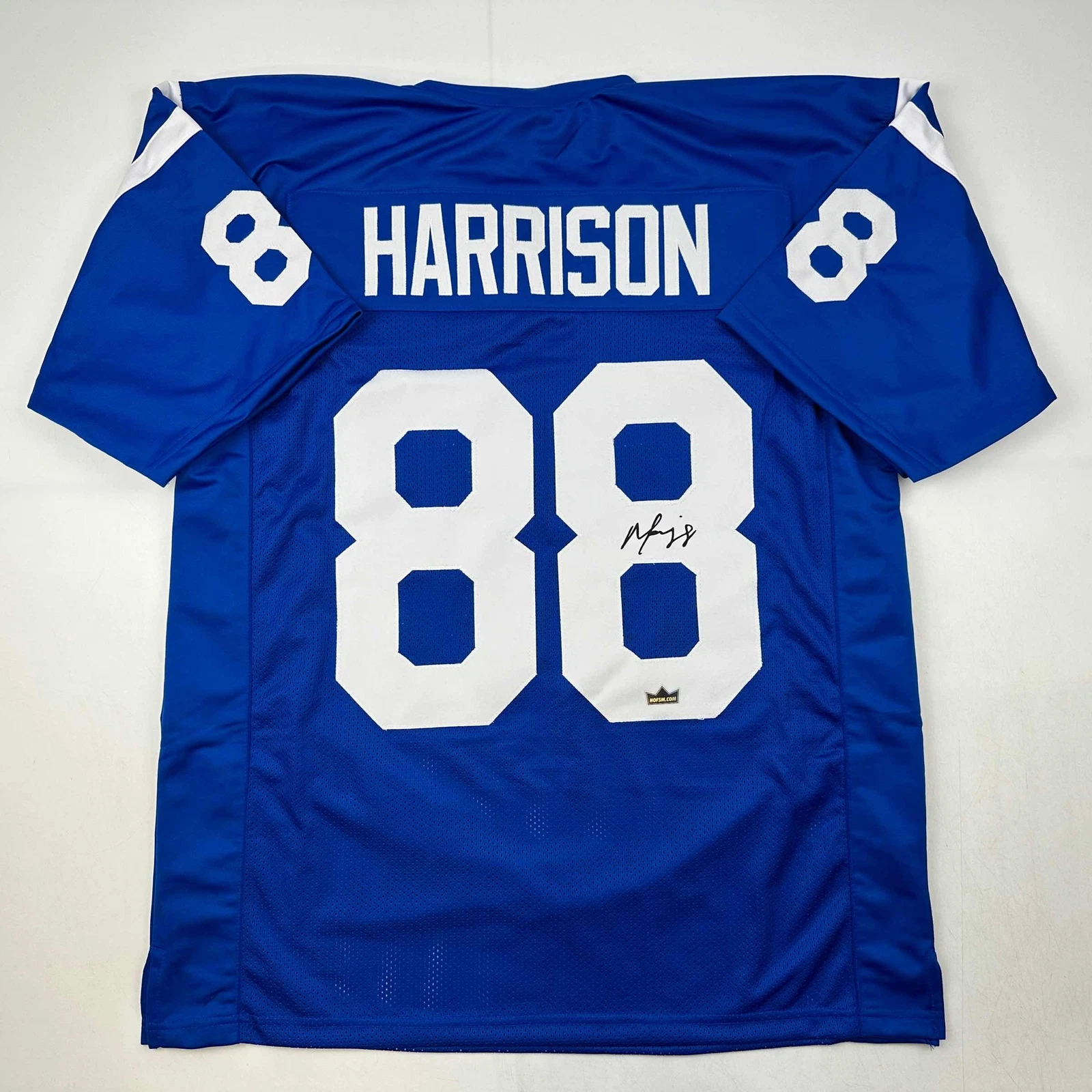 Facsimile Autographed Marvin Harrison Indianapolis Blue Reprint Jersey Men's XL
