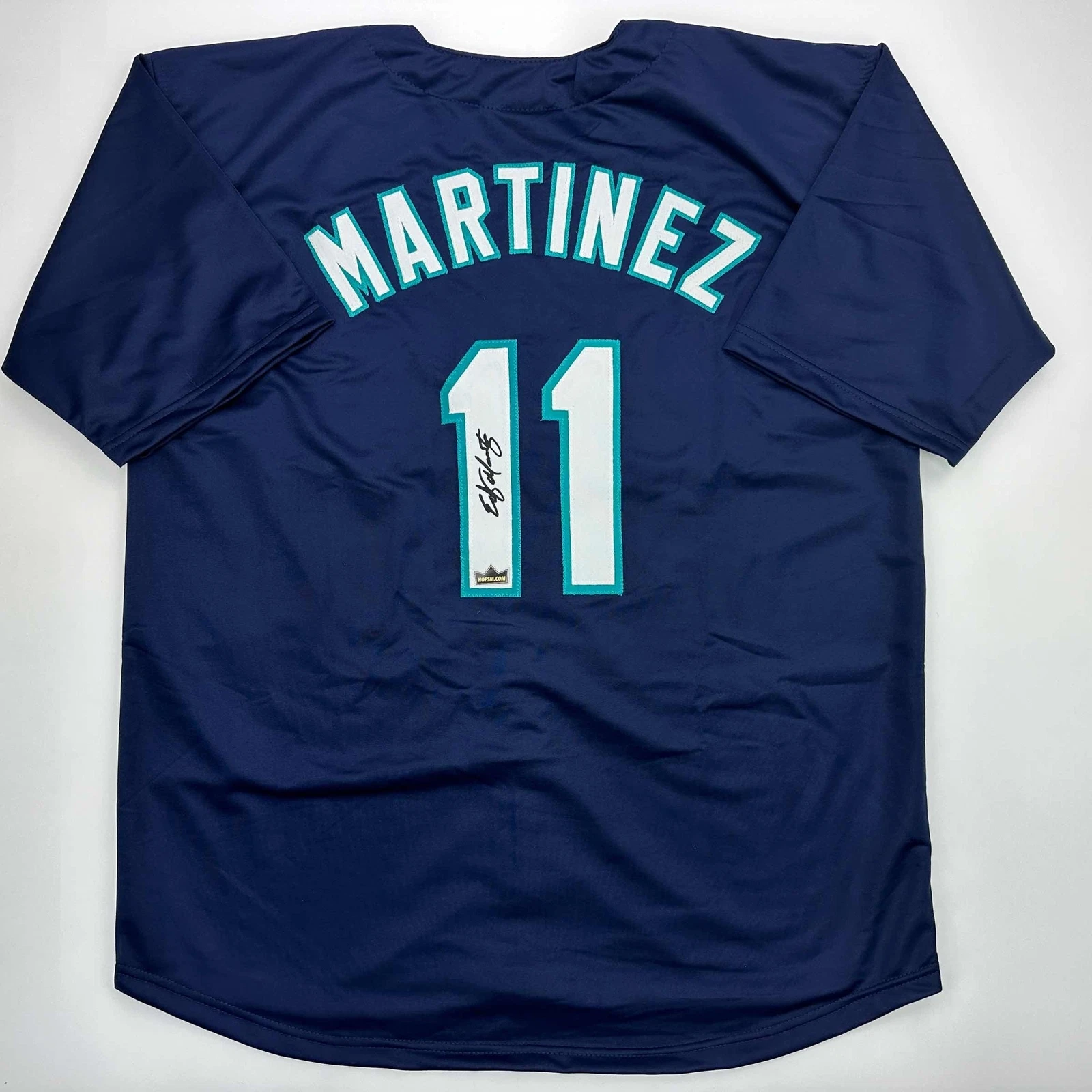 Facsimile Autographed Edgar Martinez Seattle Blue Reprint Jersey Size Men's XL