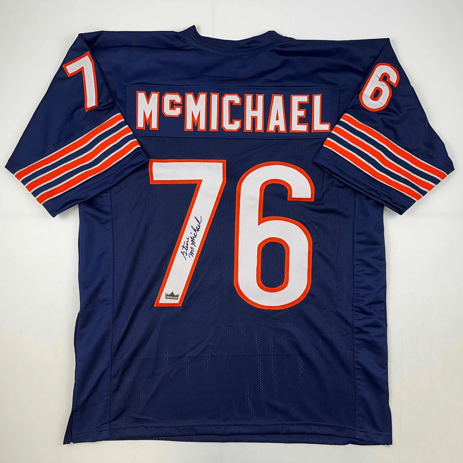 Facsimile Autographed Steve McMichael Chicago Blue Reprint Jersey Size Men's XL