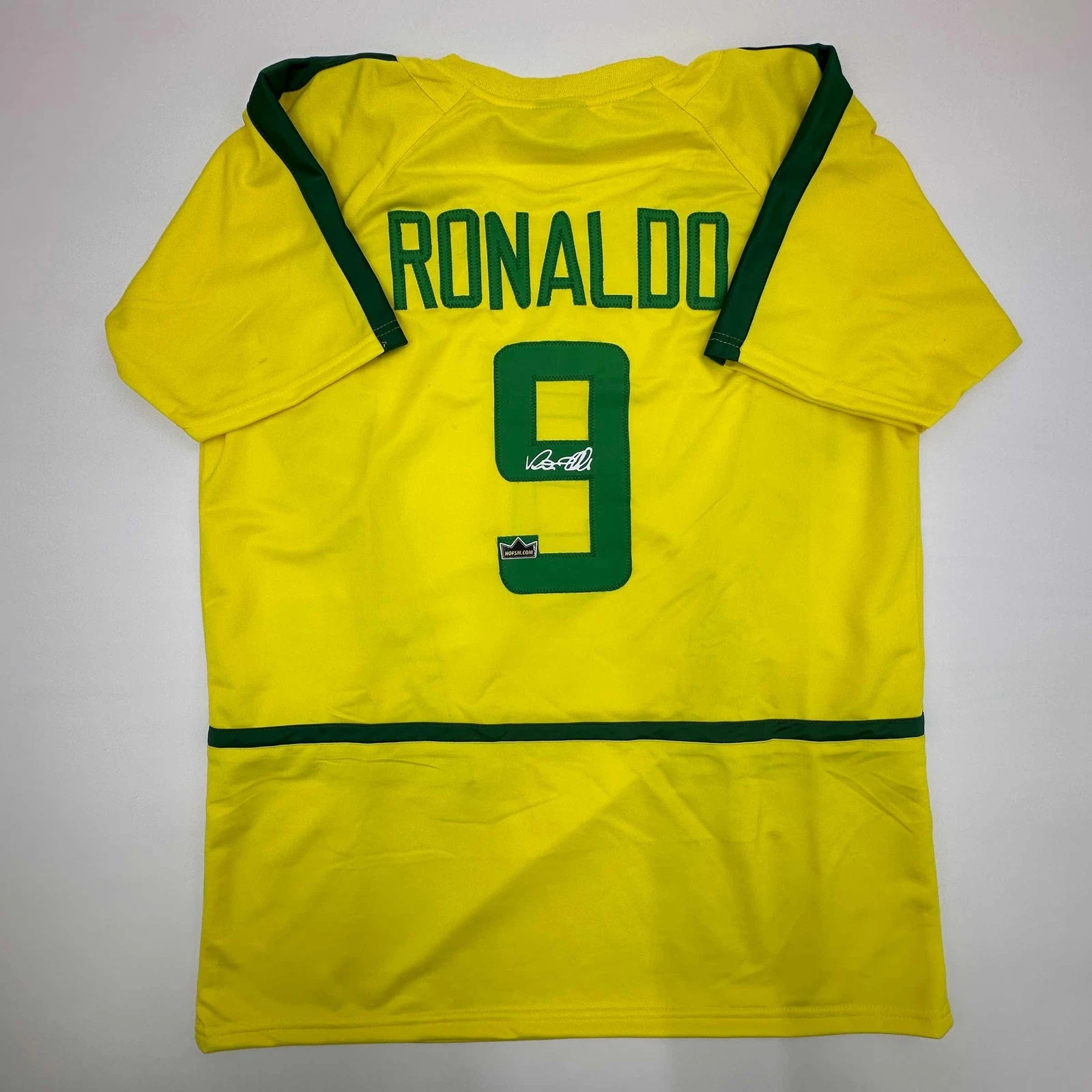 Facsimile Autographed Ronaldo Nazario Brazil Yellow World Cup Reprint Jersey XL